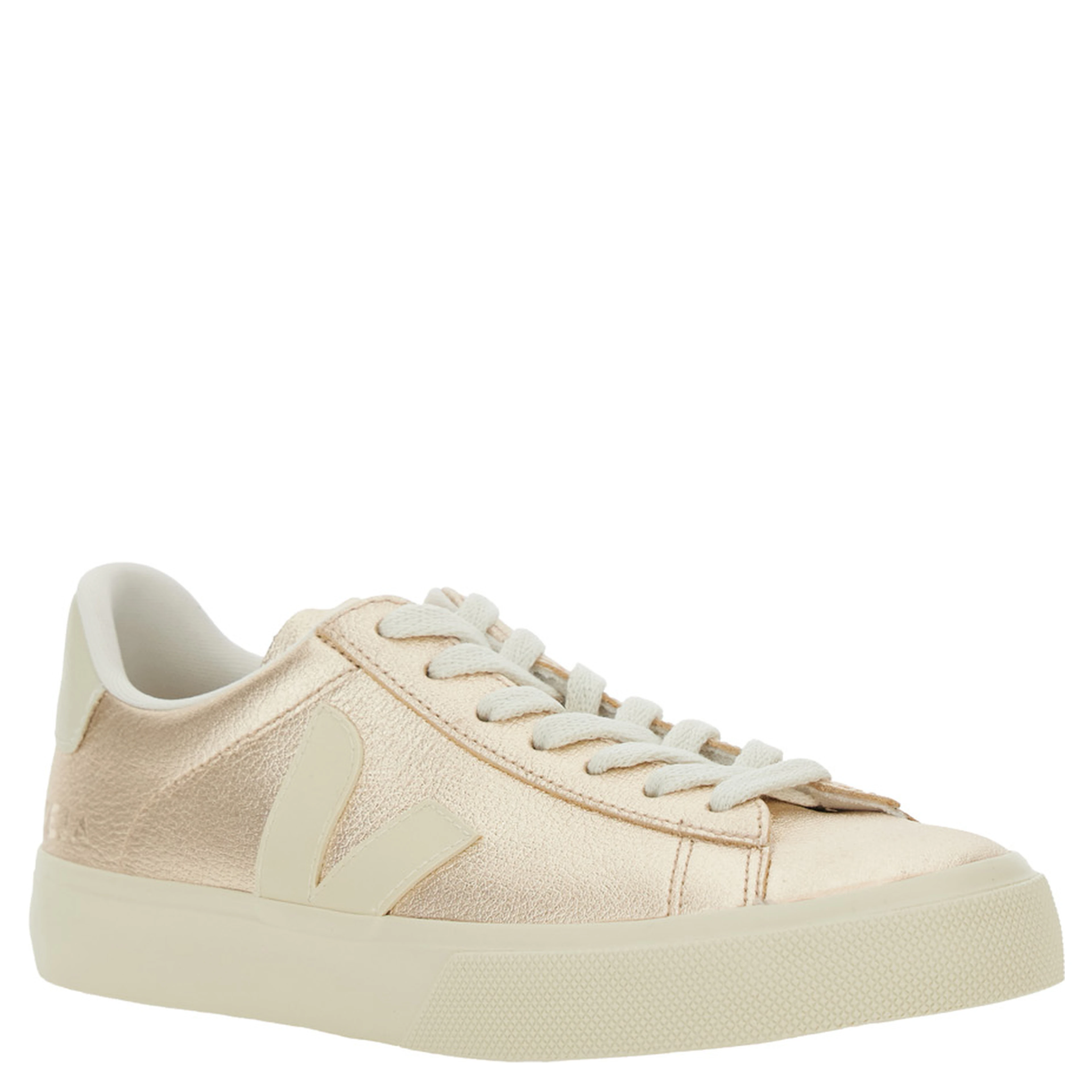Sneaker Campo with Contrast Heel with Lettering Logo and Logo Patch on the Side in Metallic Leather Unisex