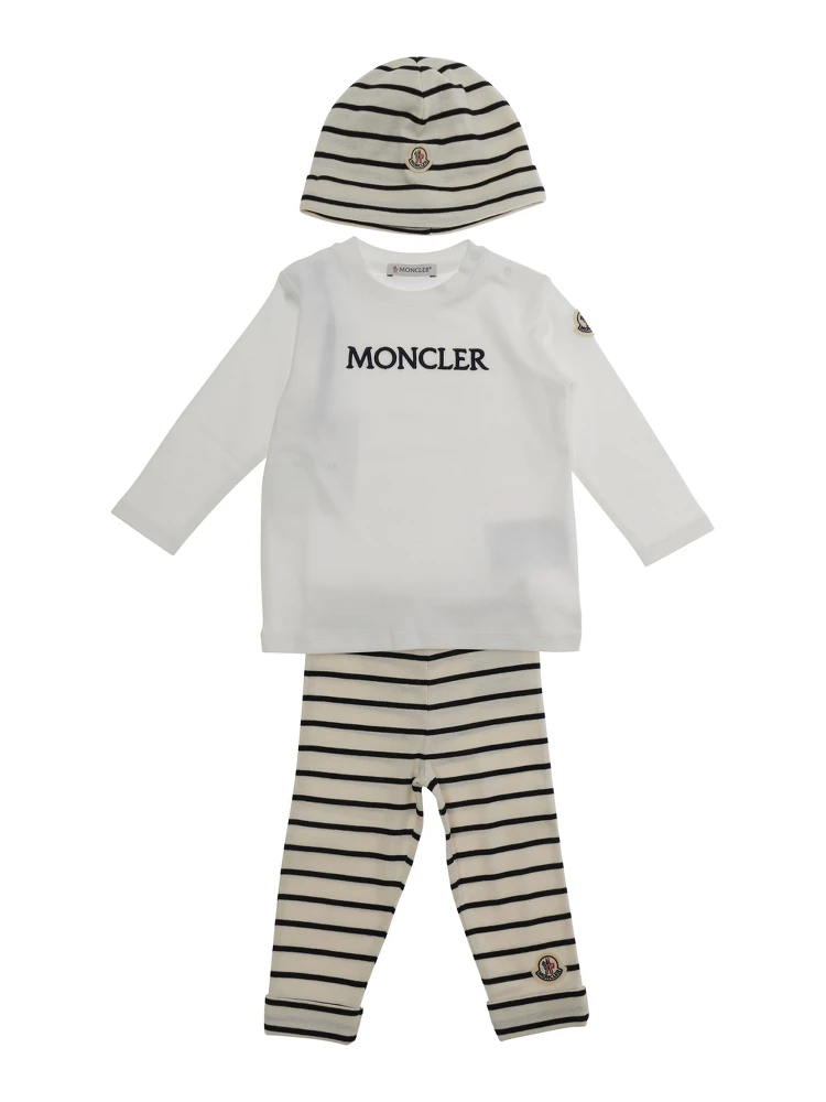 Three-Piece Set Moncler with Hat, Sweatshirt and Cotton Pants Multicolor Baby