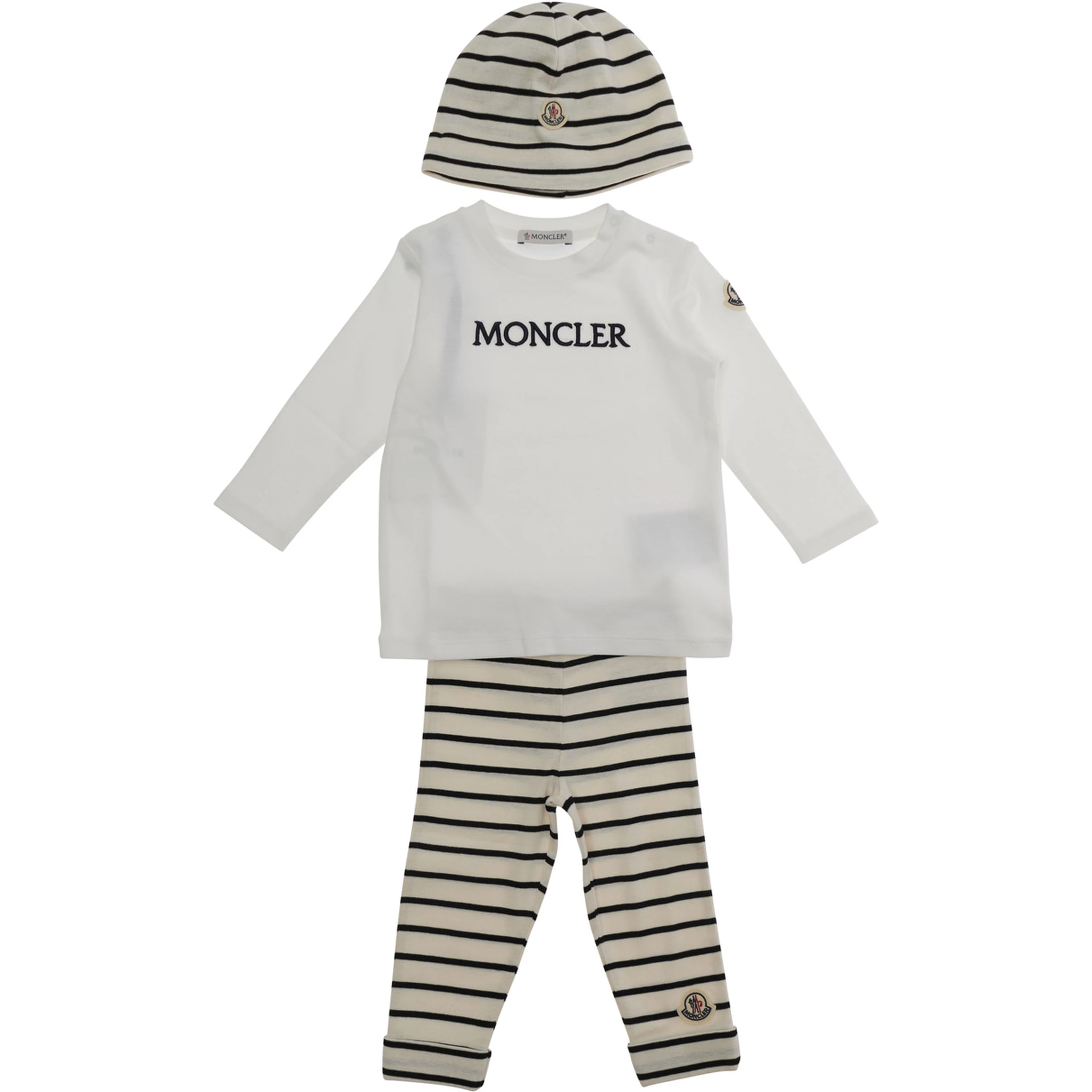 Three-Piece Set Moncler with Hat, Sweatshirt and Cotton Pants Multicolor Baby