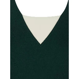 Entrevue Green One-Piece Swimsuit with Contrast Details and Thin Straps in Tech Fabric for Women