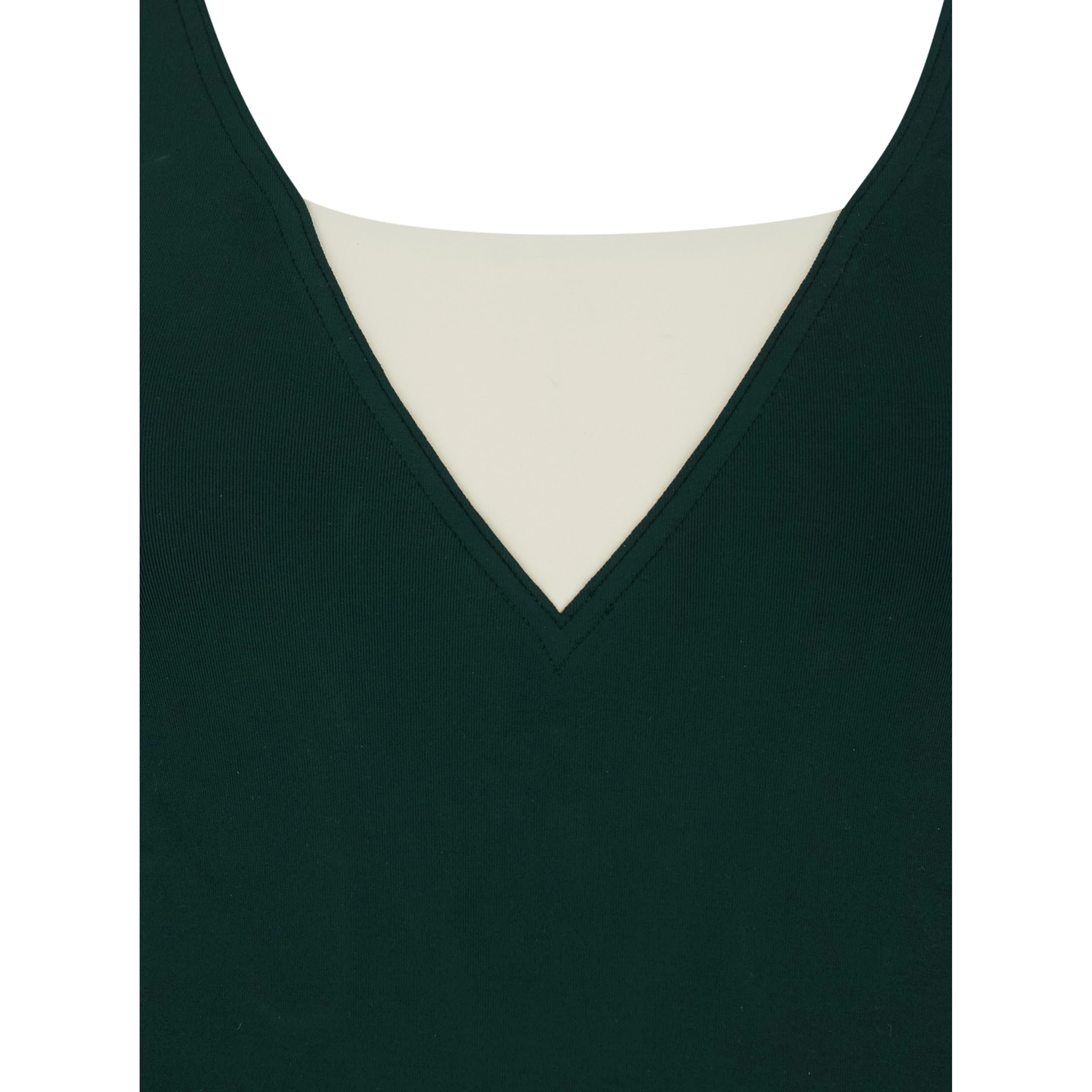Entrevue Green One-Piece Swimsuit with Contrast Details and Thin Straps in Tech Fabric for Women