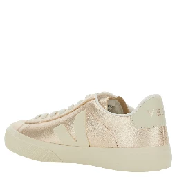 Sneaker Campo with Contrast Heel with Lettering Logo and Logo Patch on the Side in Metallic Leather Unisex