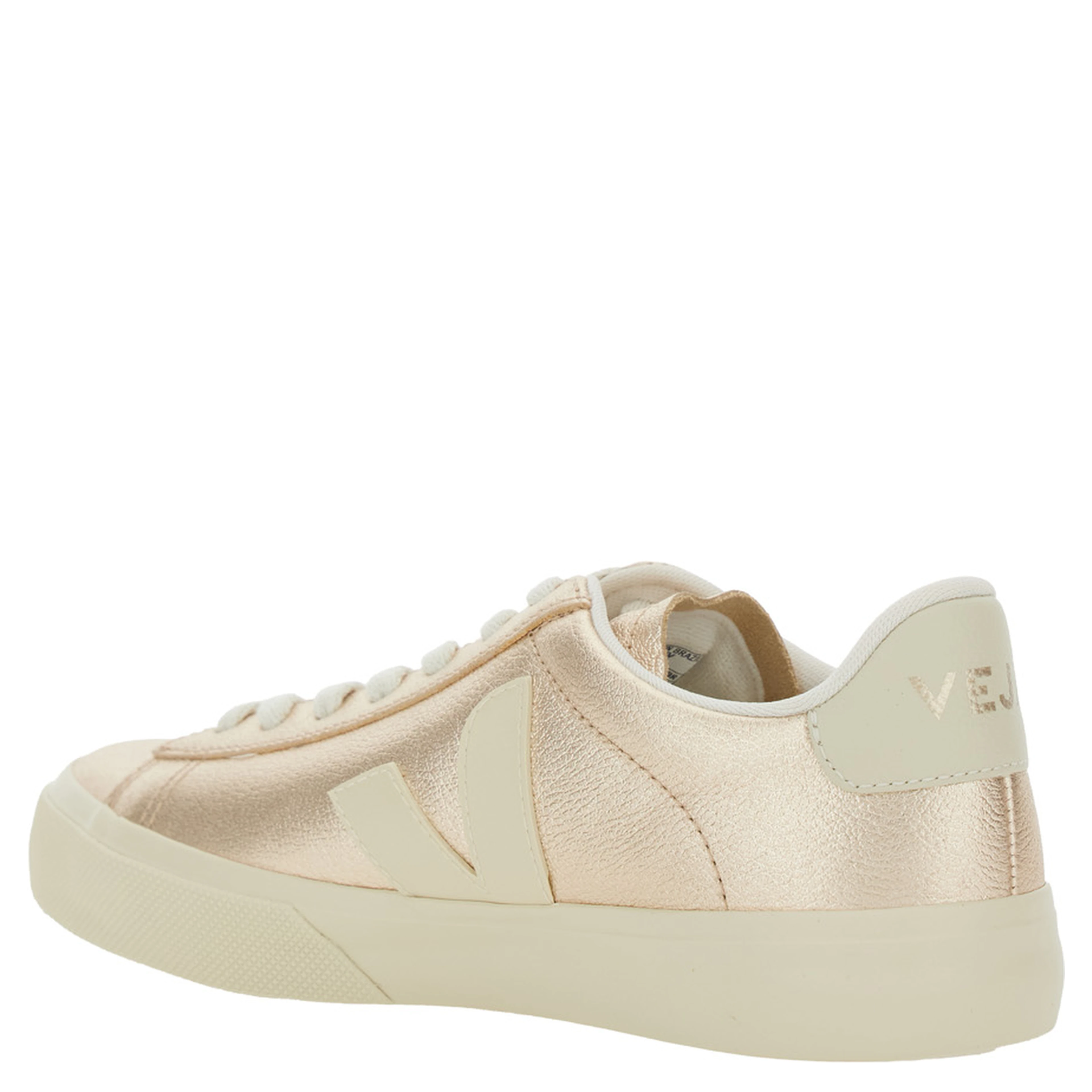 Sneaker Campo with Contrast Heel with Lettering Logo and Logo Patch on the Side in Metallic Leather Unisex