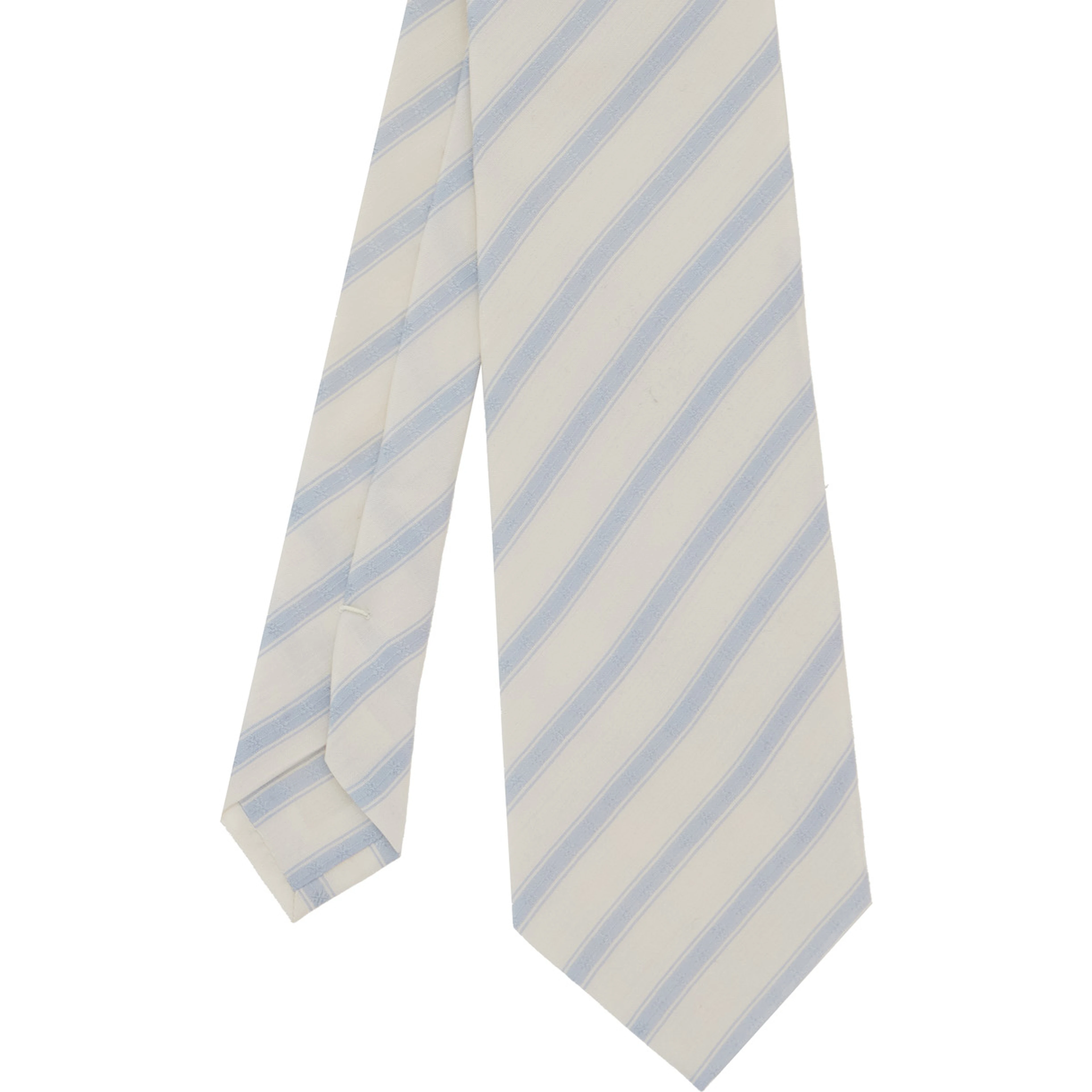 Beige Tie with all-over diagonal stripe motif in silk for men
