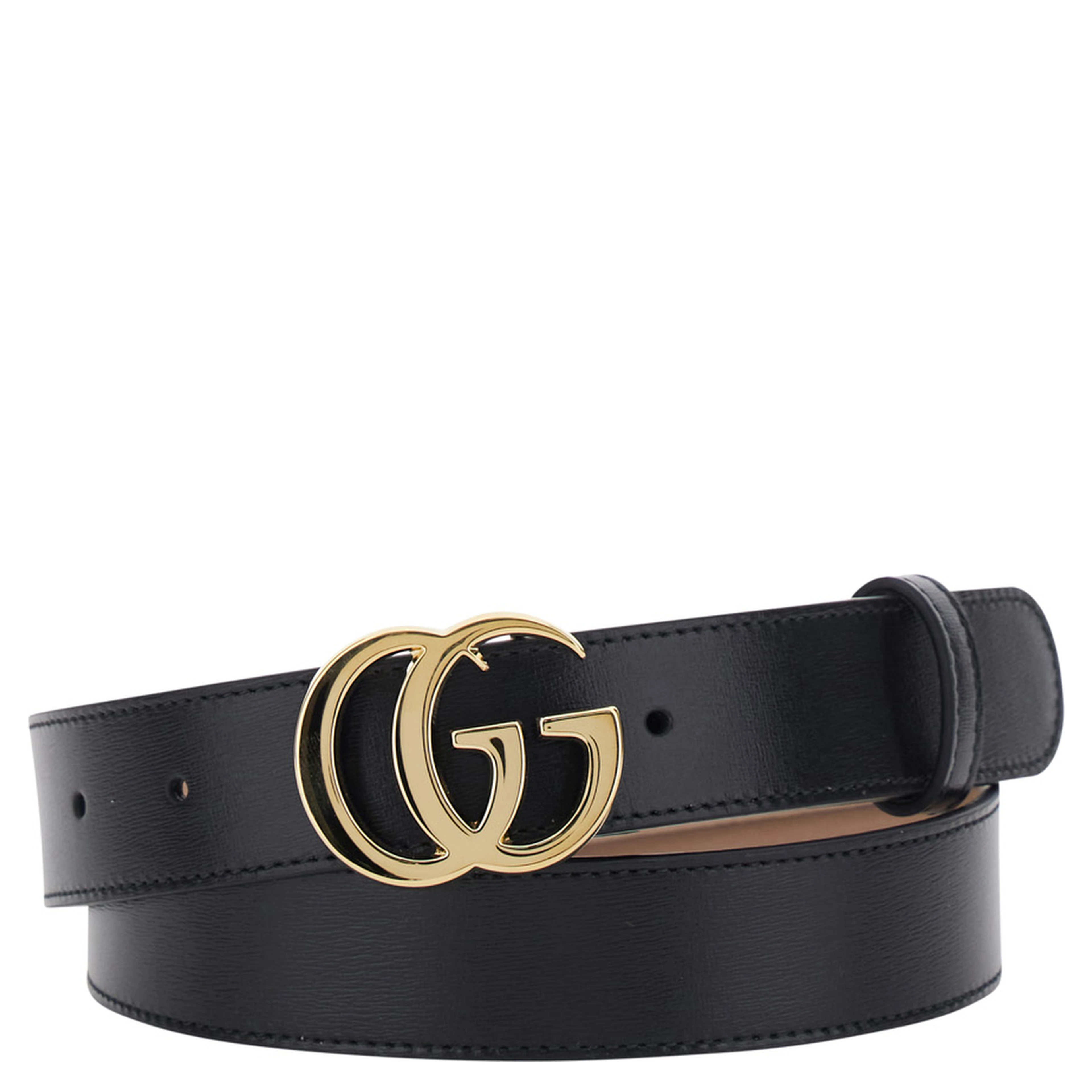 GG Running Black Belt with GG Plate Closure in Leather for Men