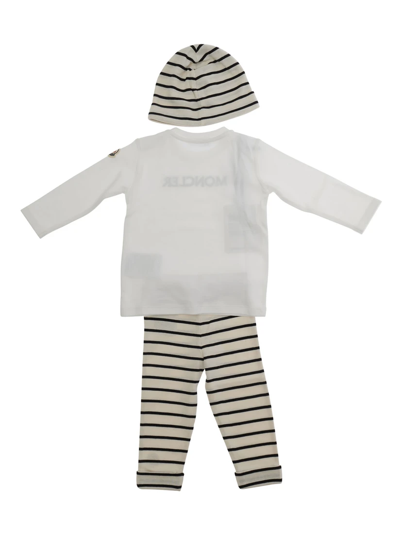 Three-Piece Set Moncler with Hat, Sweatshirt and Cotton Pants Multicolor Baby