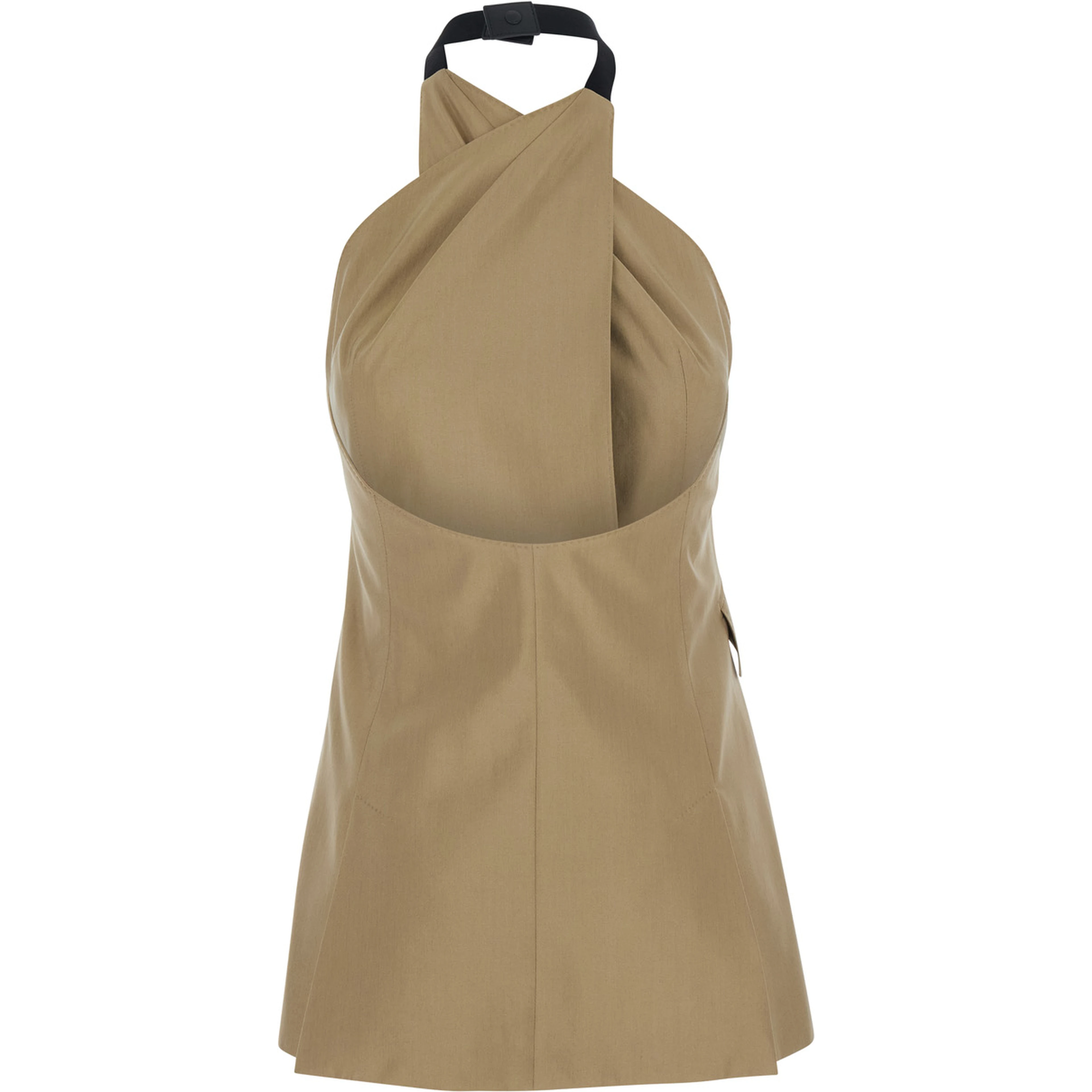 MXSNURAGHE Beige Dress with Front Closure in Wool and Silk for Women