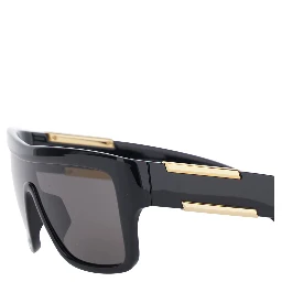 Black Aviator Sunglasses with Square Lenses and Metal Plates on the Side in Plastic for Women