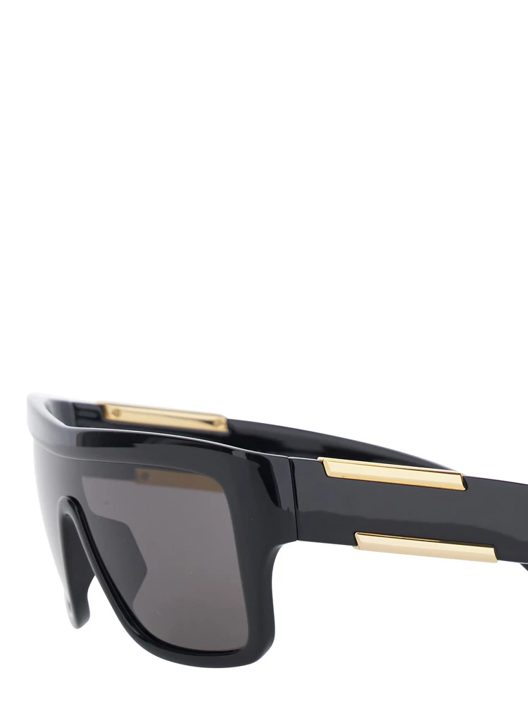 Black Aviator Sunglasses with Square Lenses and Metal Plates on the Side in Plastic for Women alternative
