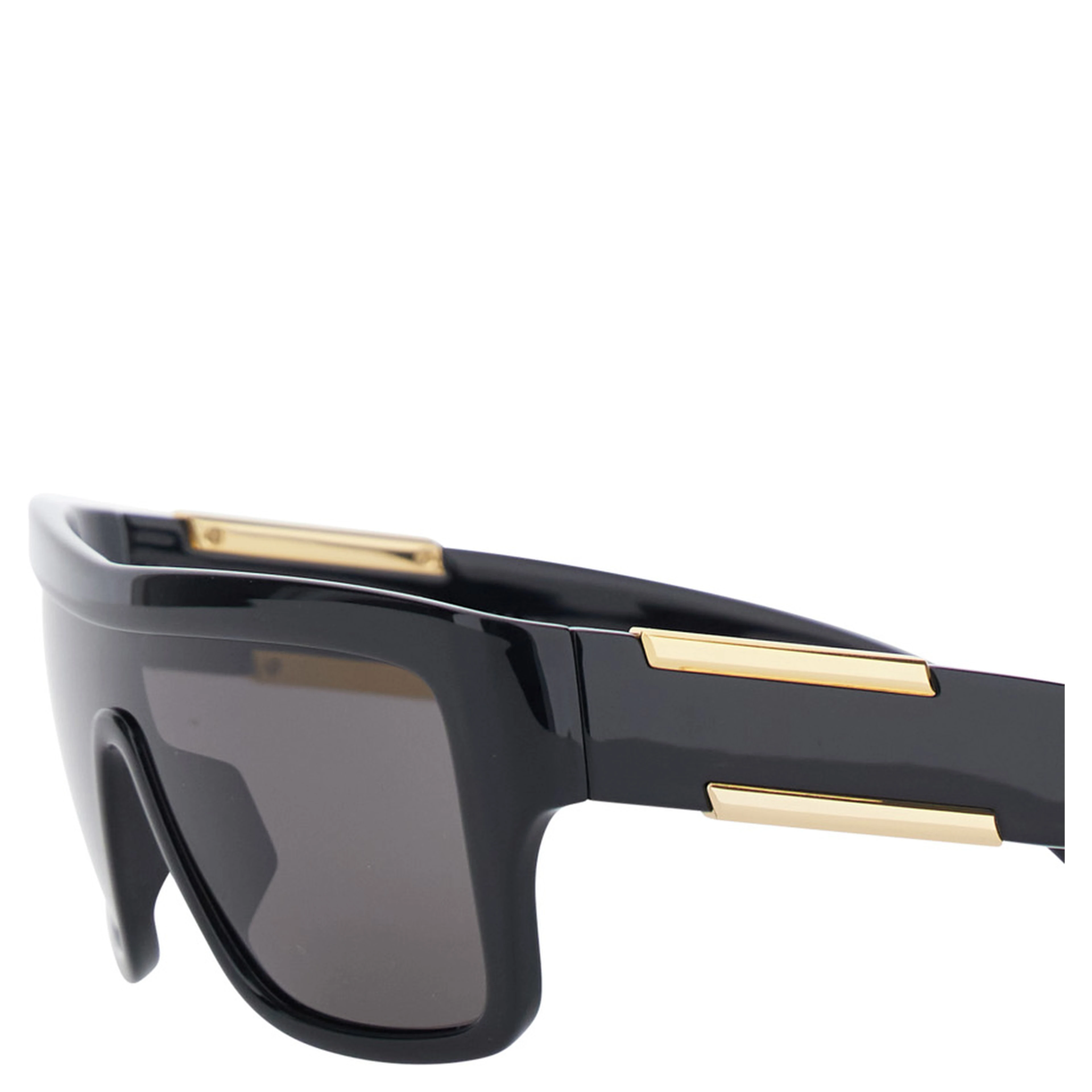 Black Aviator Sunglasses with Square Lenses and Metal Plates on the Side in Plastic for Women