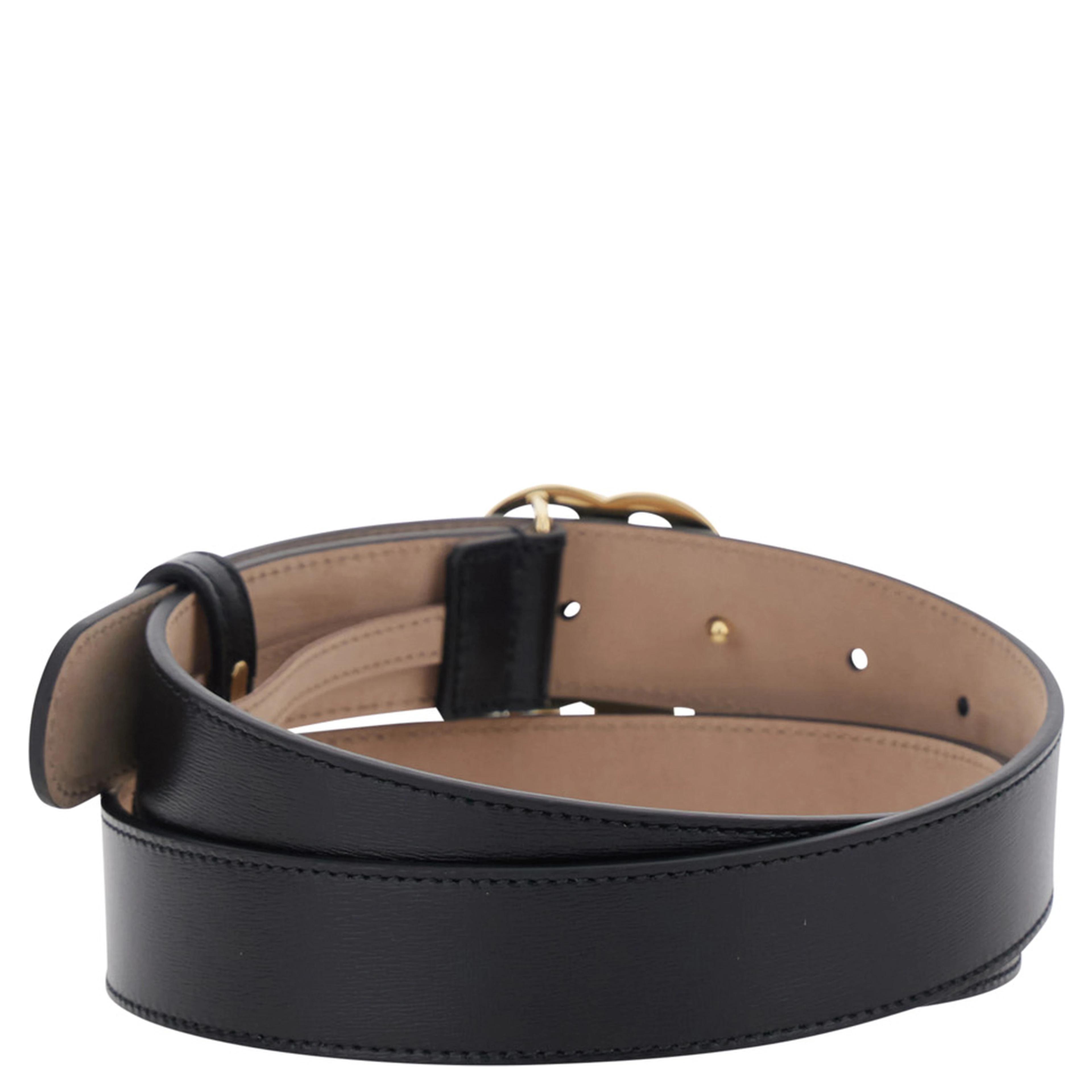 GG Running Black Belt with GG Plate Closure in Leather for Men