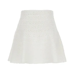 White Pointelle Knit Mini Skirt