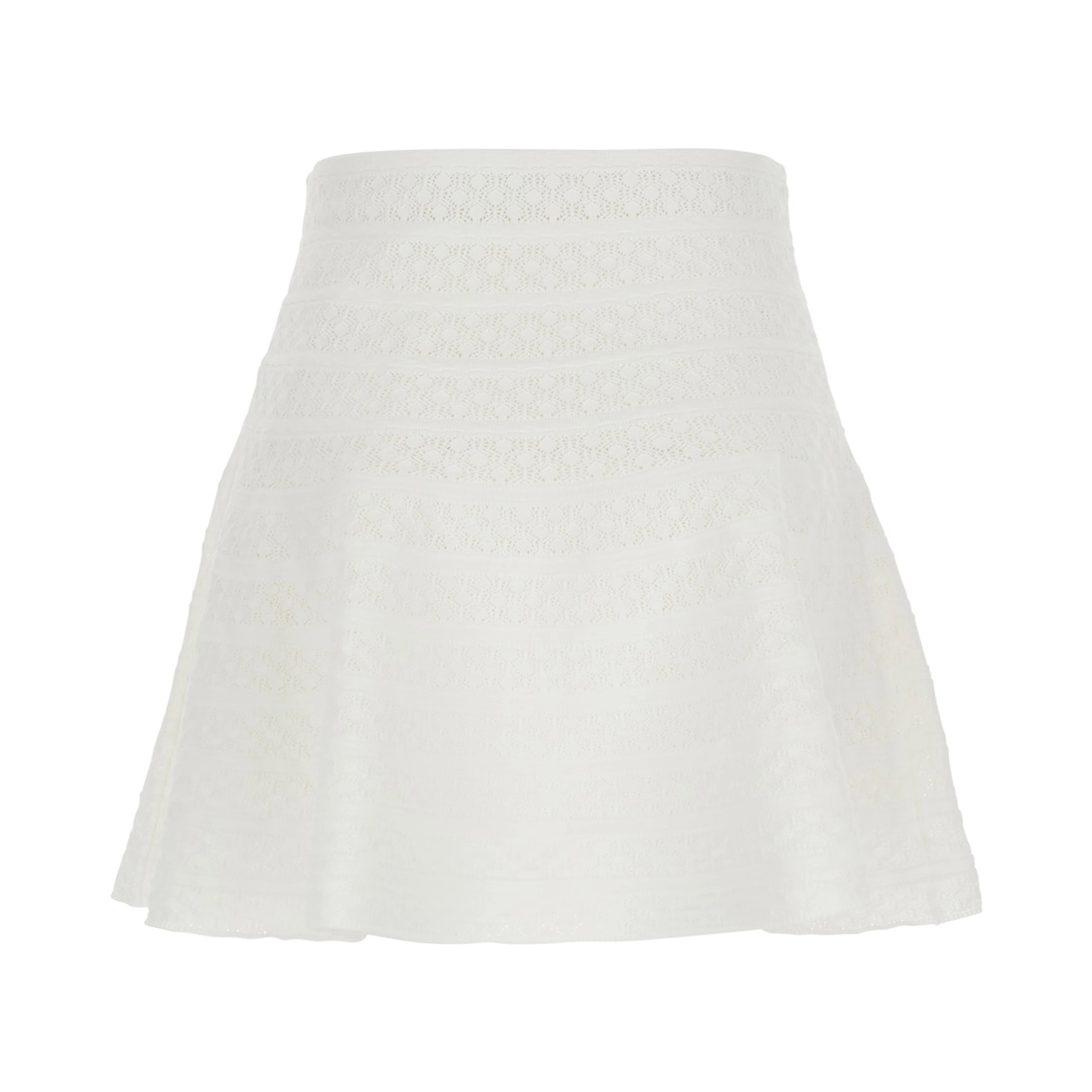White Pointelle Knit Mini Skirt