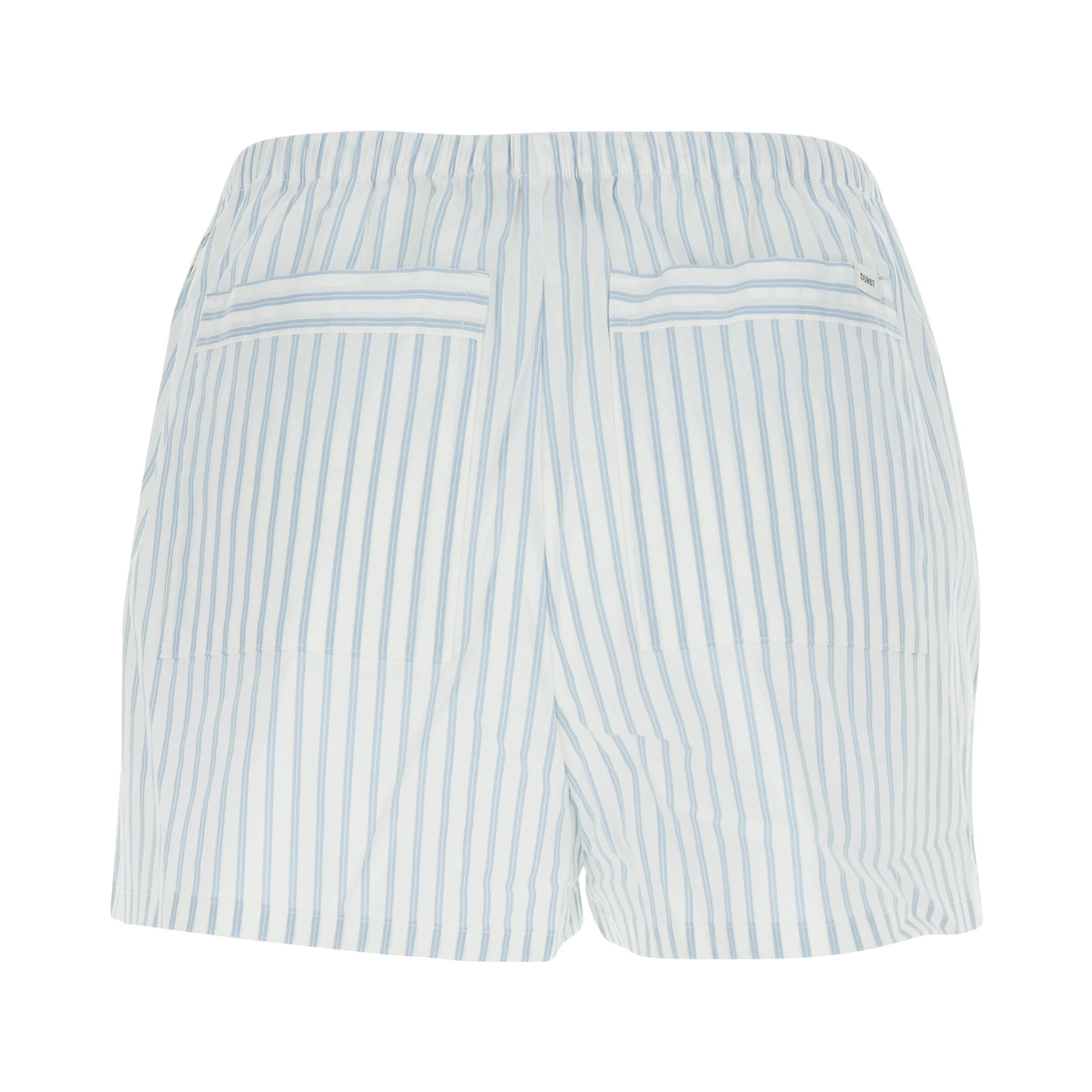 Light blue Shorts with elasticated waist and drawstring and all-over striped print in cotton blend for women