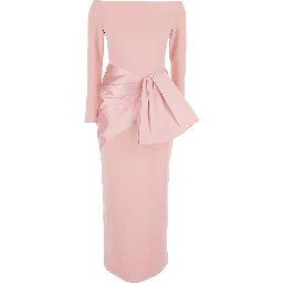 RHIANNE MIDAXI DRESS - Pink - Long dress with V-neck and long sleeves - In Tech Fabric - Women