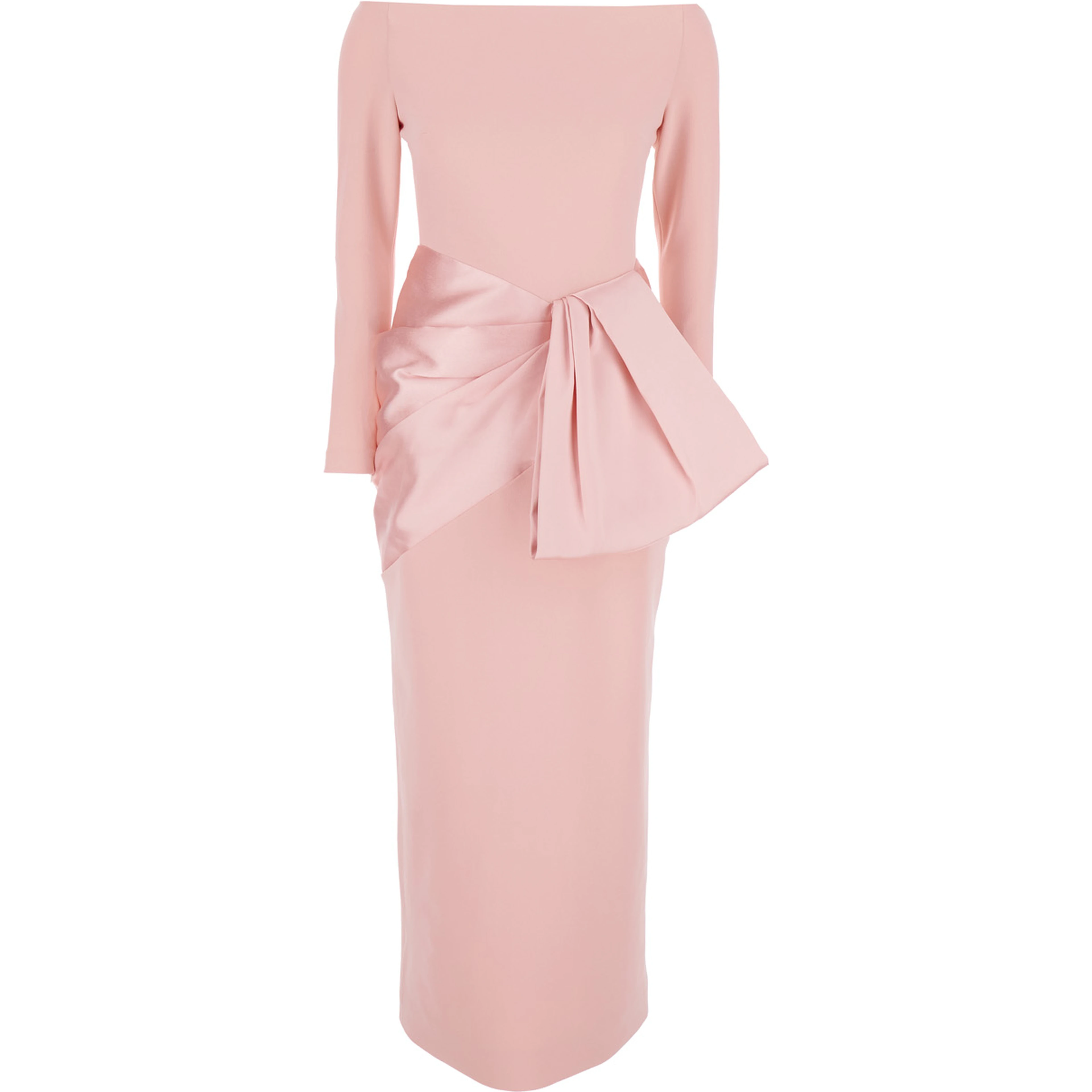 RHIANNE MIDAXI DRESS - Pink - Long dress with V-neck and long sleeves - In Tech Fabric - Women
