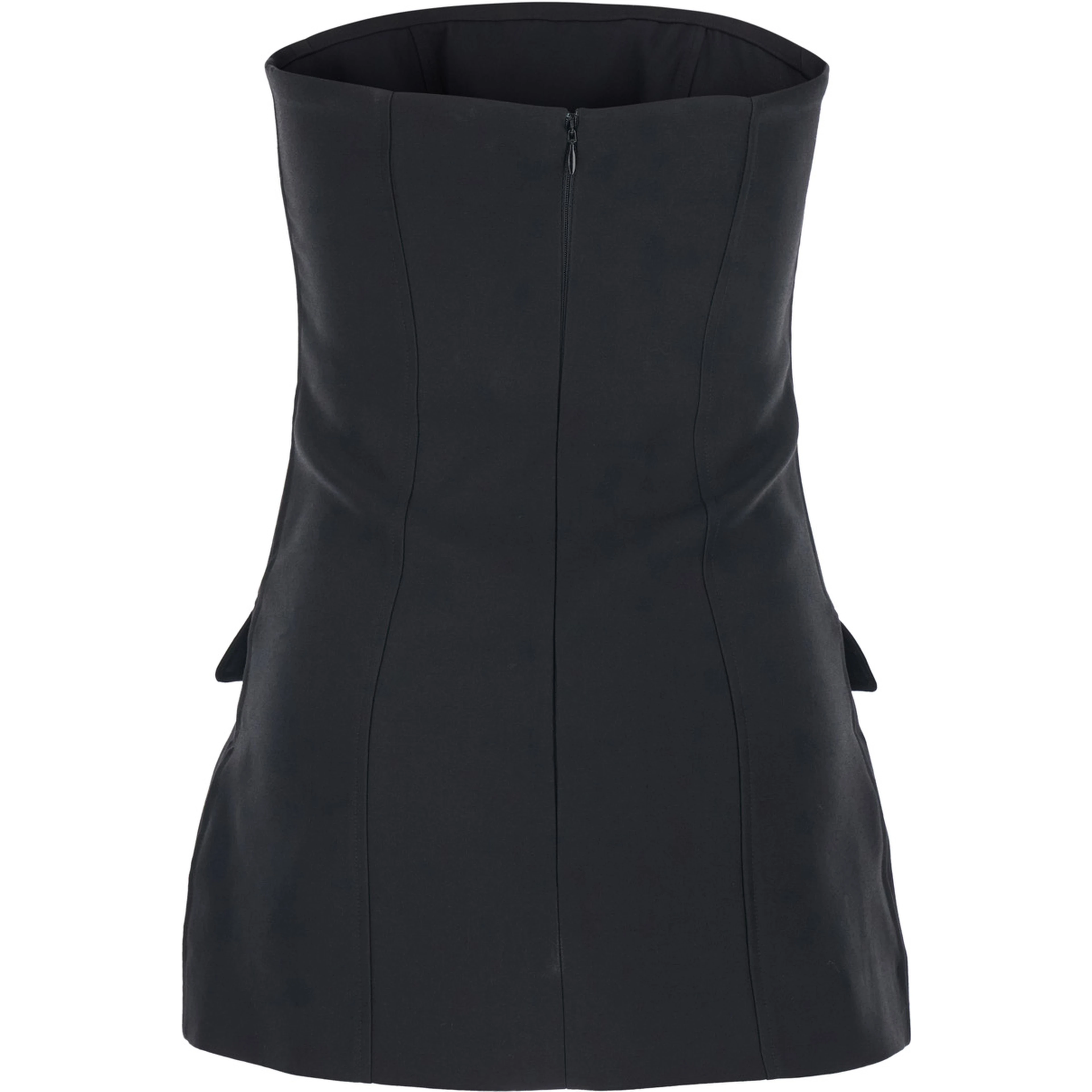 Black Off Shoulder Top with and Two Flap Pockets on the Front in Wool Blend for Women