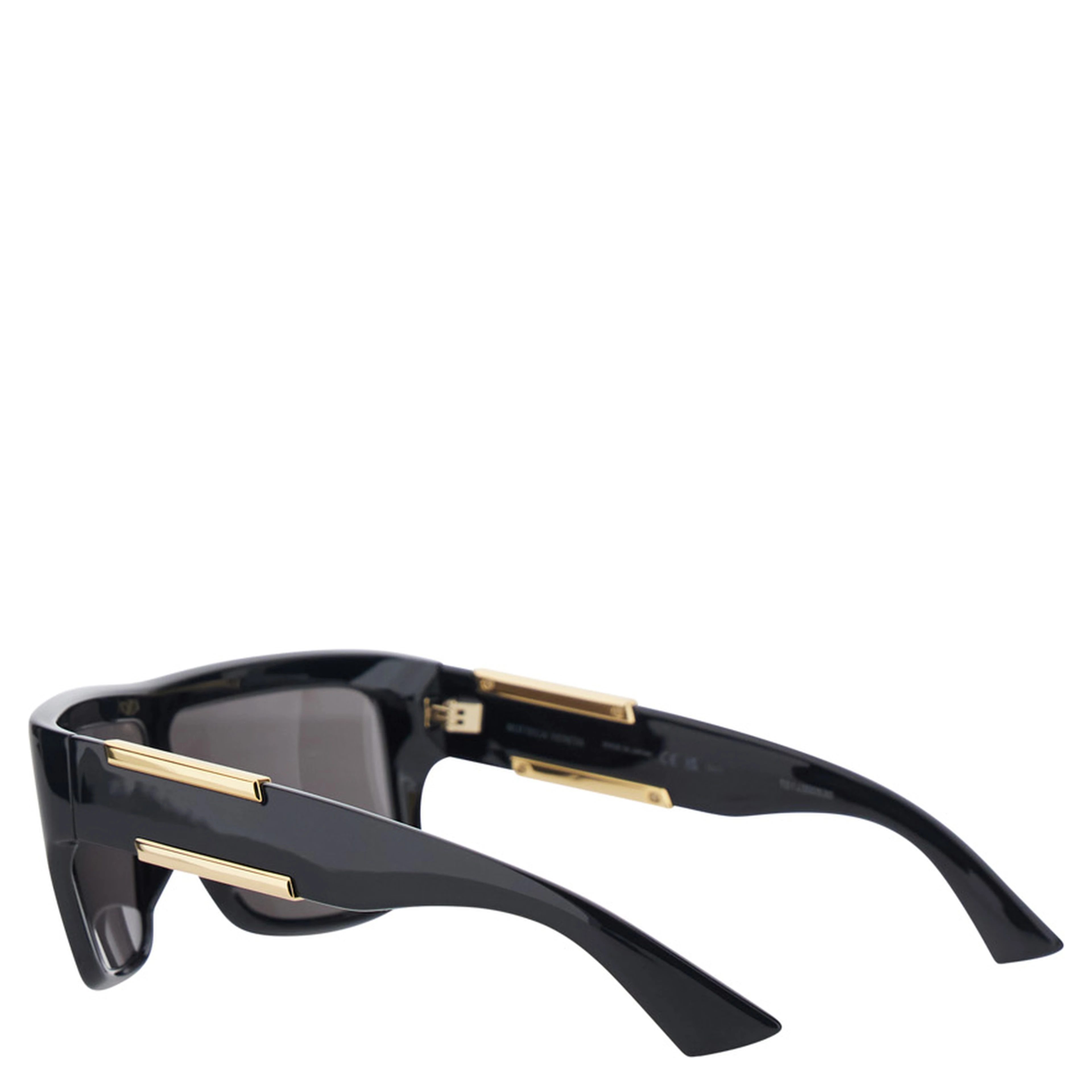 Black Aviator Sunglasses with Square Lenses and Metal Plates on the Side in Plastic for Women