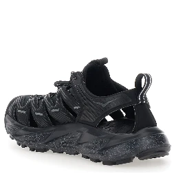 Hopara Black Sandals with high rubber sole and logo lettering on the side in Tech Fabric Unisex