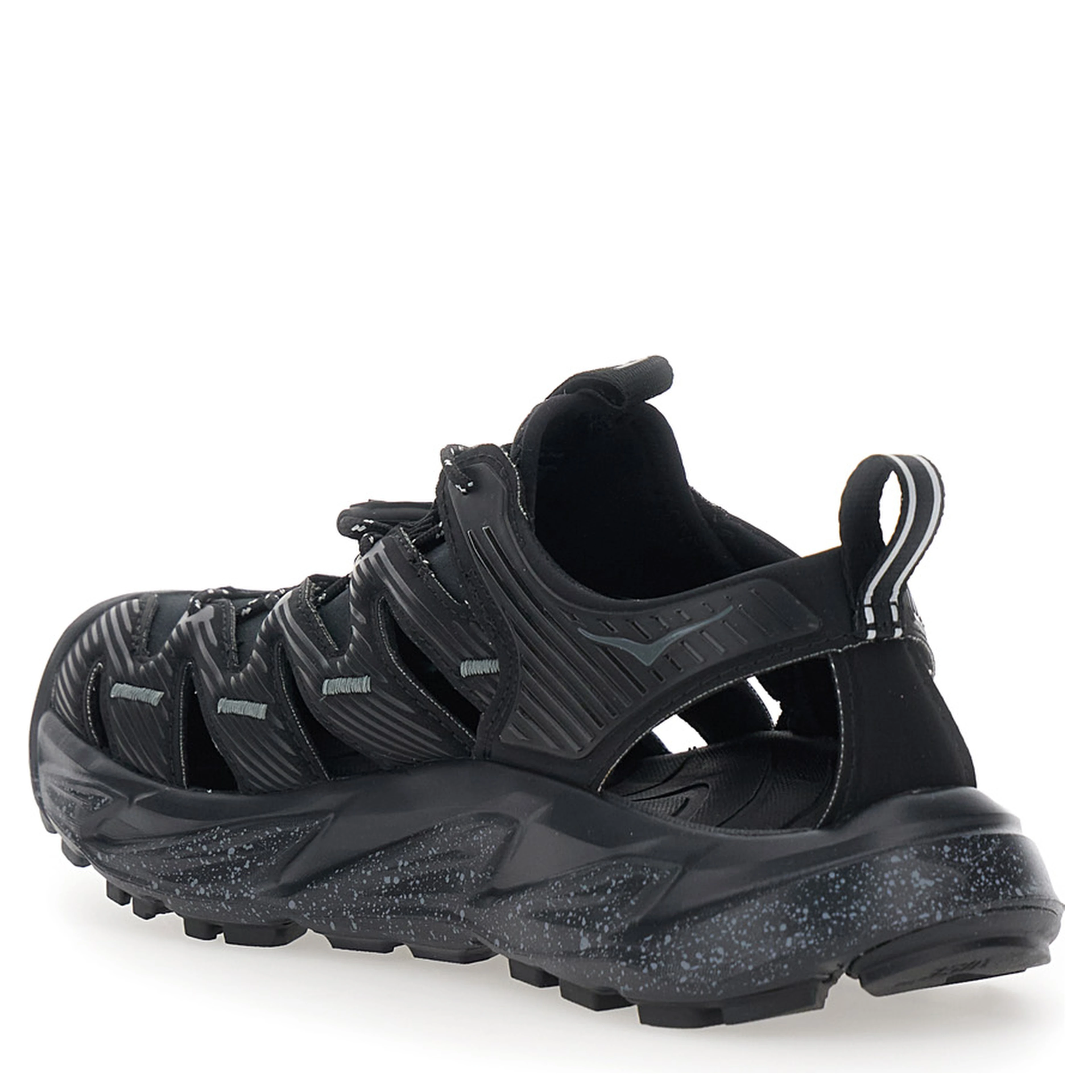 Hopara Black Sandals with high rubber sole and logo lettering on the side in Tech Fabric Unisex
