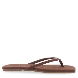 Lily Brown Flip-Flop Sandals with Square Toe in Suede Woman