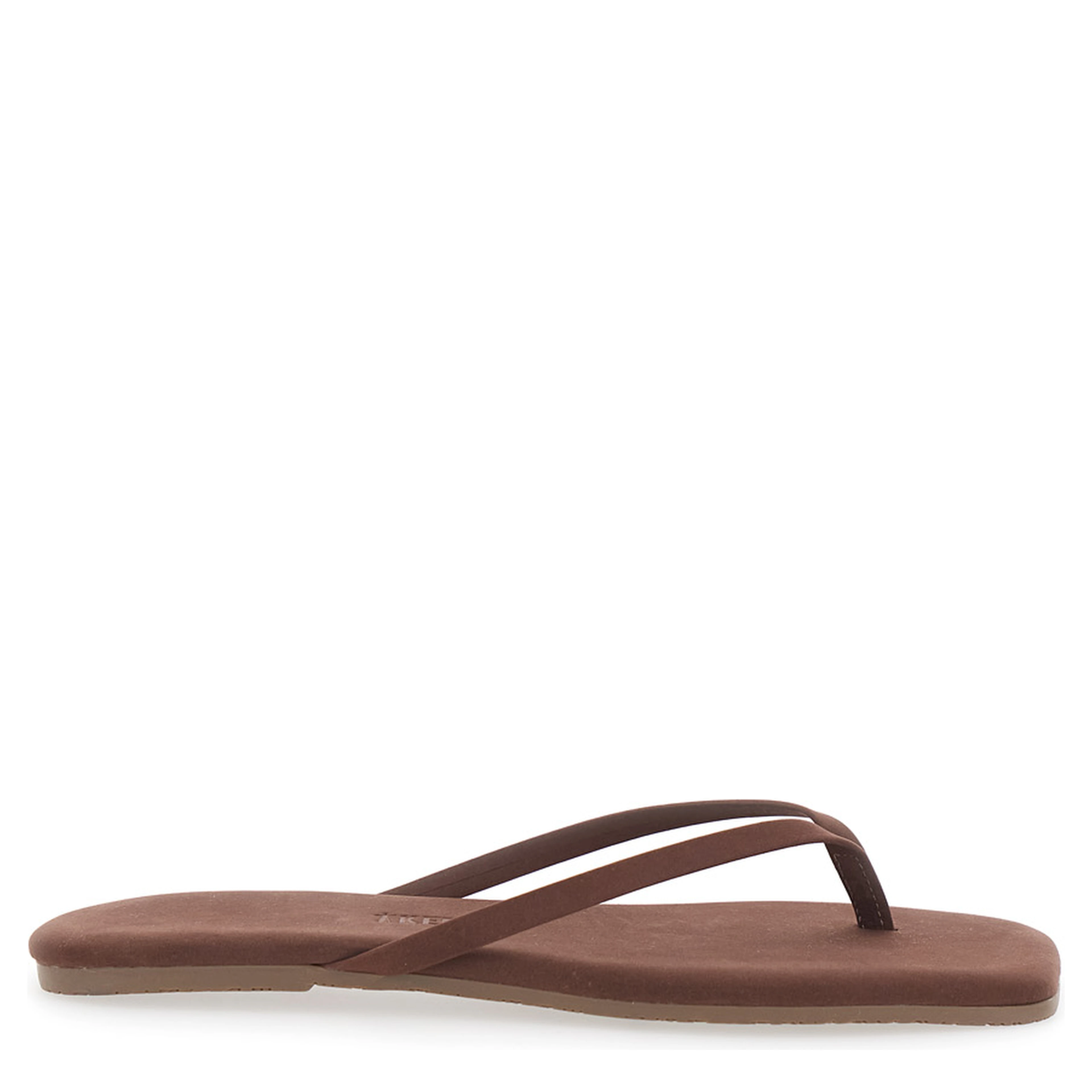 Lily Brown Flip-Flop Sandals with Square Toe in Suede Woman