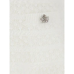 White Pointelle Knit Mini Skirt