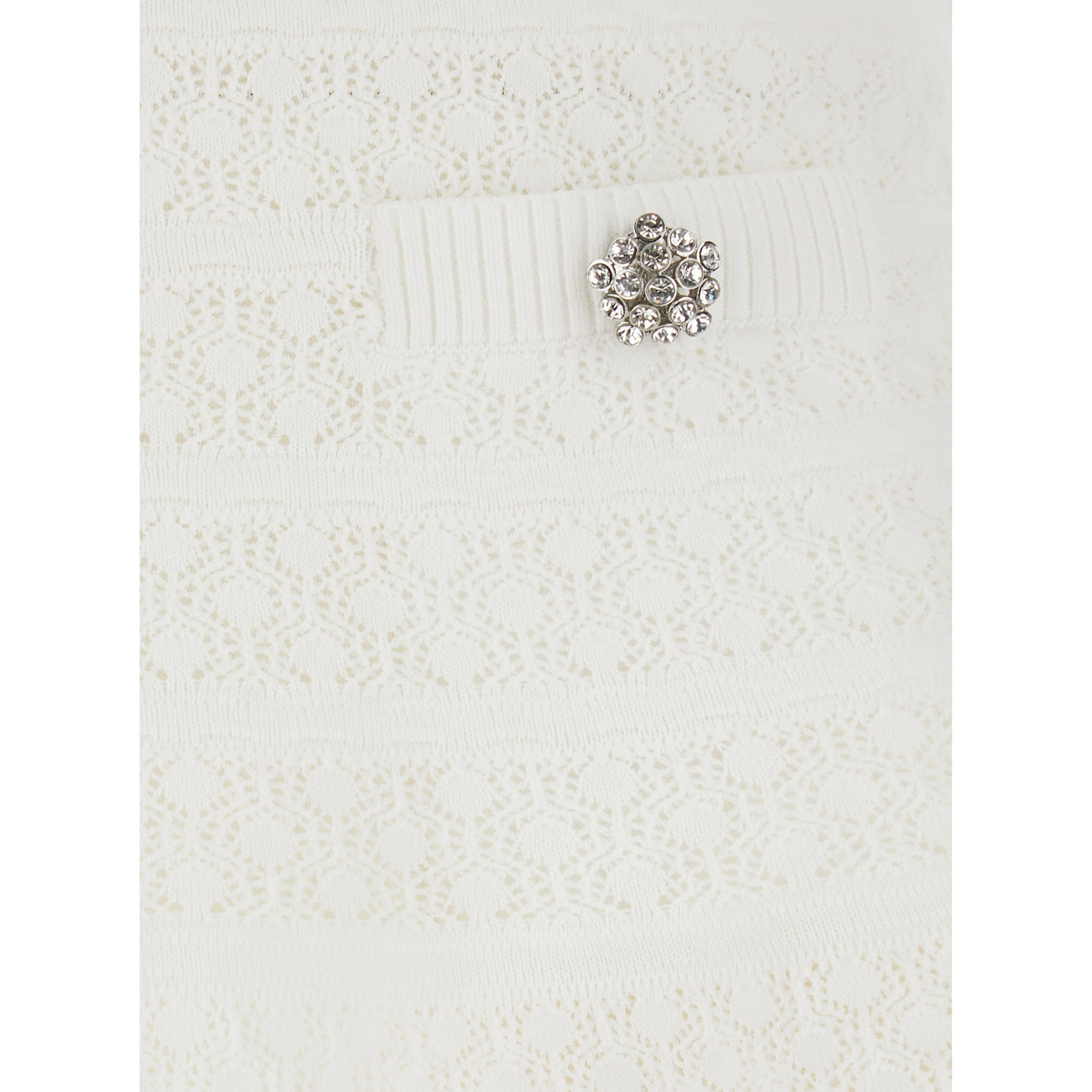 White Pointelle Knit Mini Skirt