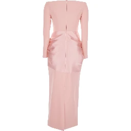 RHIANNE MIDAXI DRESS - Pink - Long dress with V-neck and long sleeves - In Tech Fabric - Women