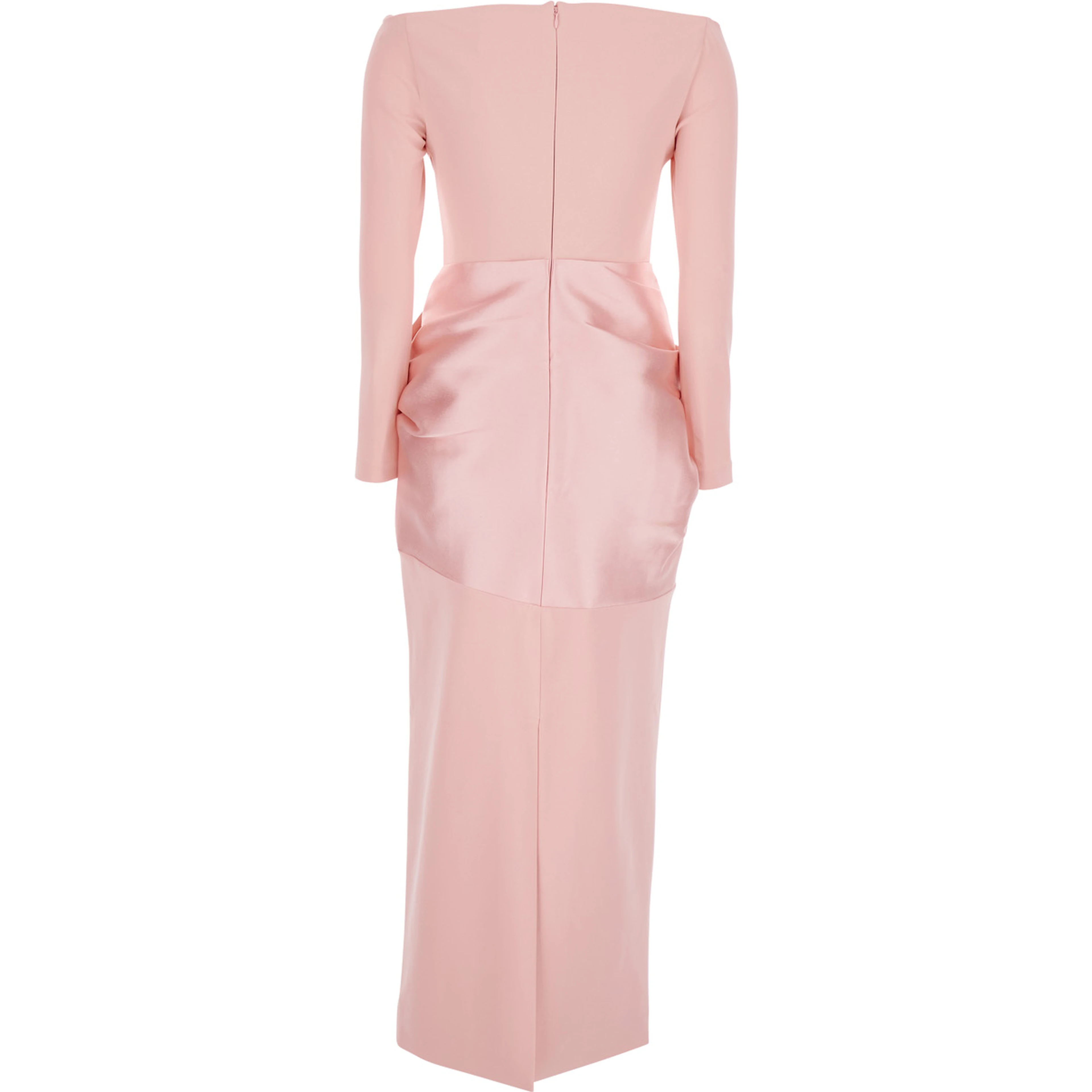 RHIANNE MIDAXI DRESS - Pink - Long dress with V-neck and long sleeves - In Tech Fabric - Women