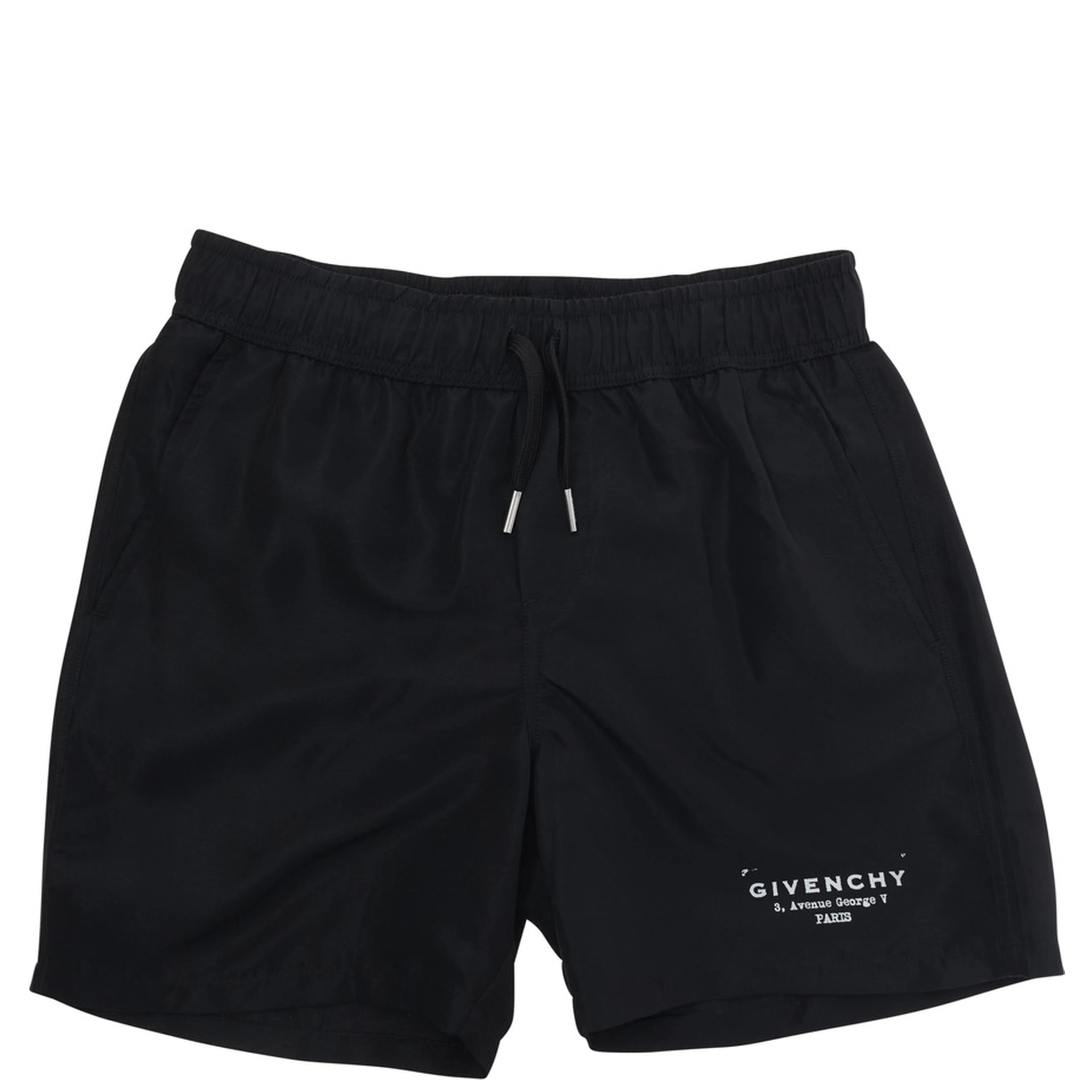 Black SURFER Shorts with Elastic Waist in Polyester for Kids
