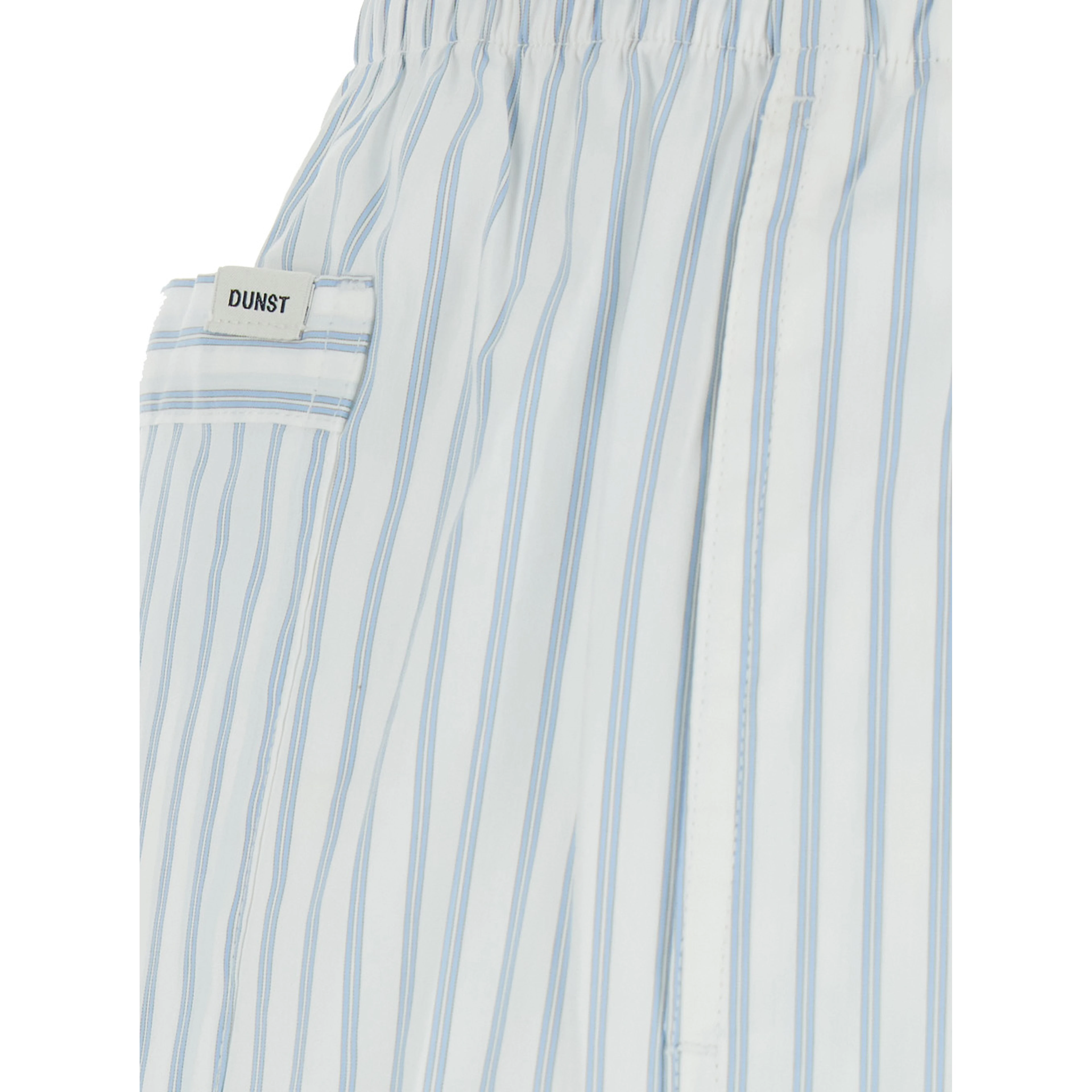 Light blue Shorts with elasticated waist and drawstring and all-over striped print in cotton blend for women