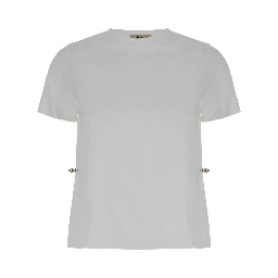 T-Shirt with Drawstring and Vent on the Back in White Cotton for Women