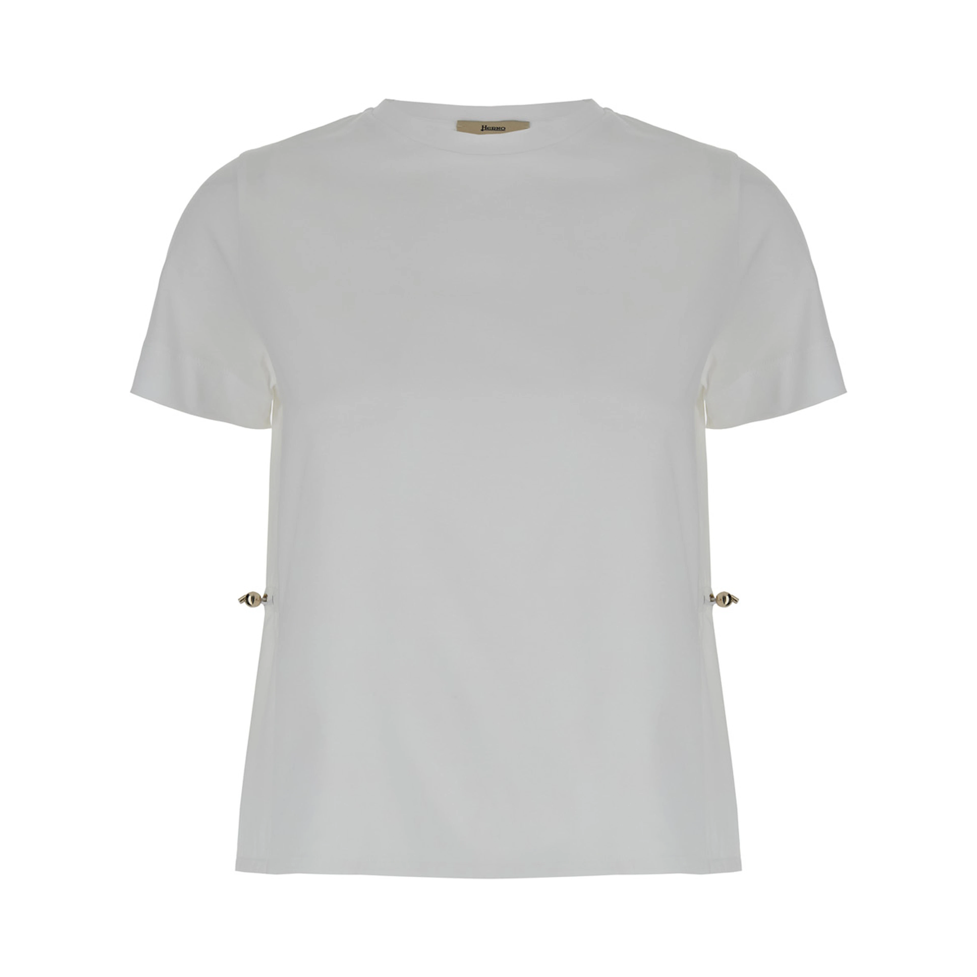T-Shirt with Drawstring and Vent on the Back in White Cotton for Women