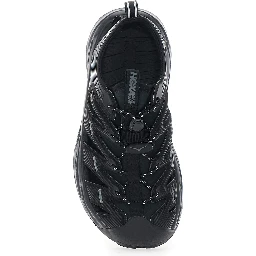 Hopara Black Sandals with high rubber sole and logo lettering on the side in Tech Fabric Unisex