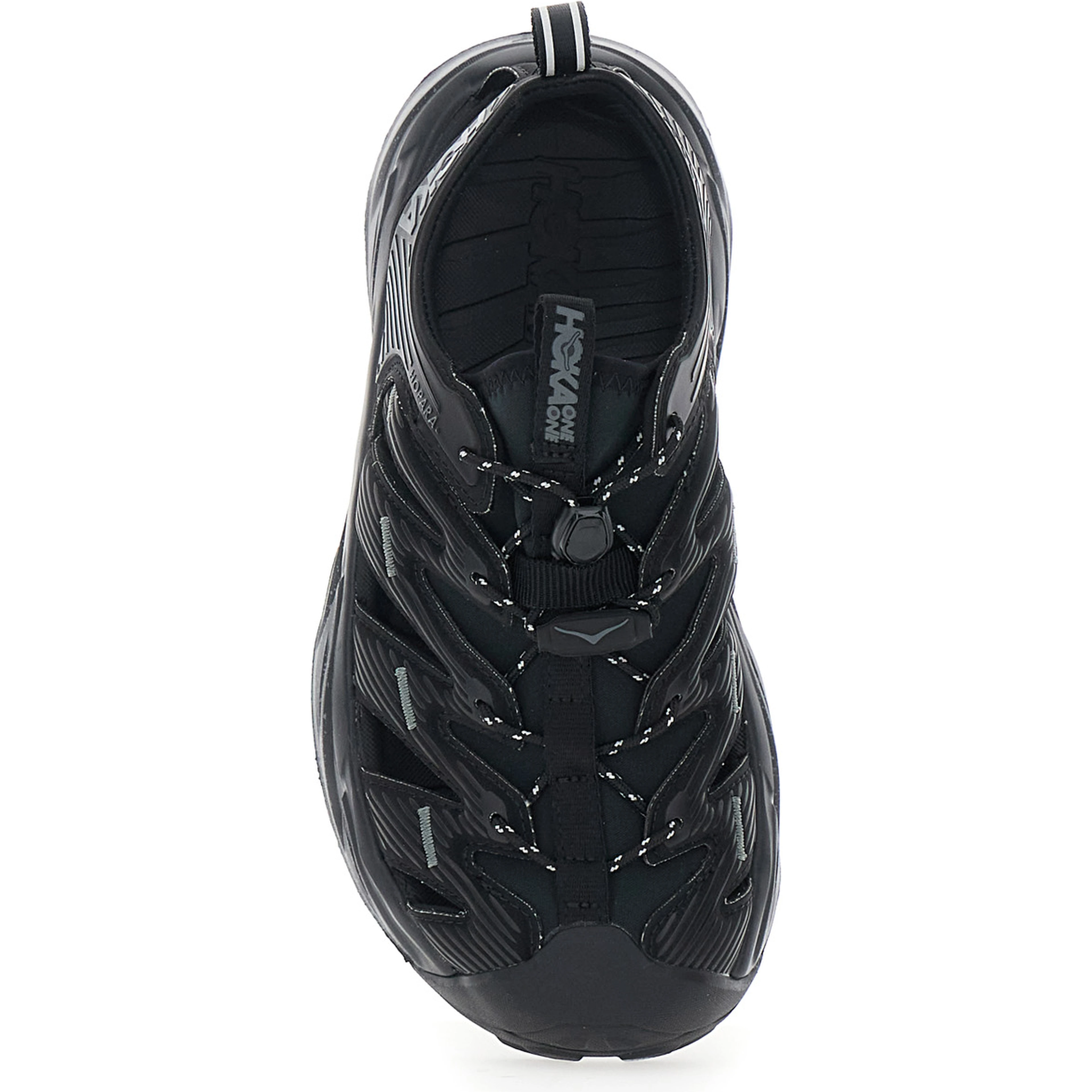 Hopara Black Sandals with high rubber sole and logo lettering on the side in Tech Fabric Unisex