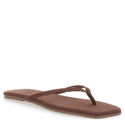 Lily Brown Flip-Flop Sandals with Square Toe in Suede Woman