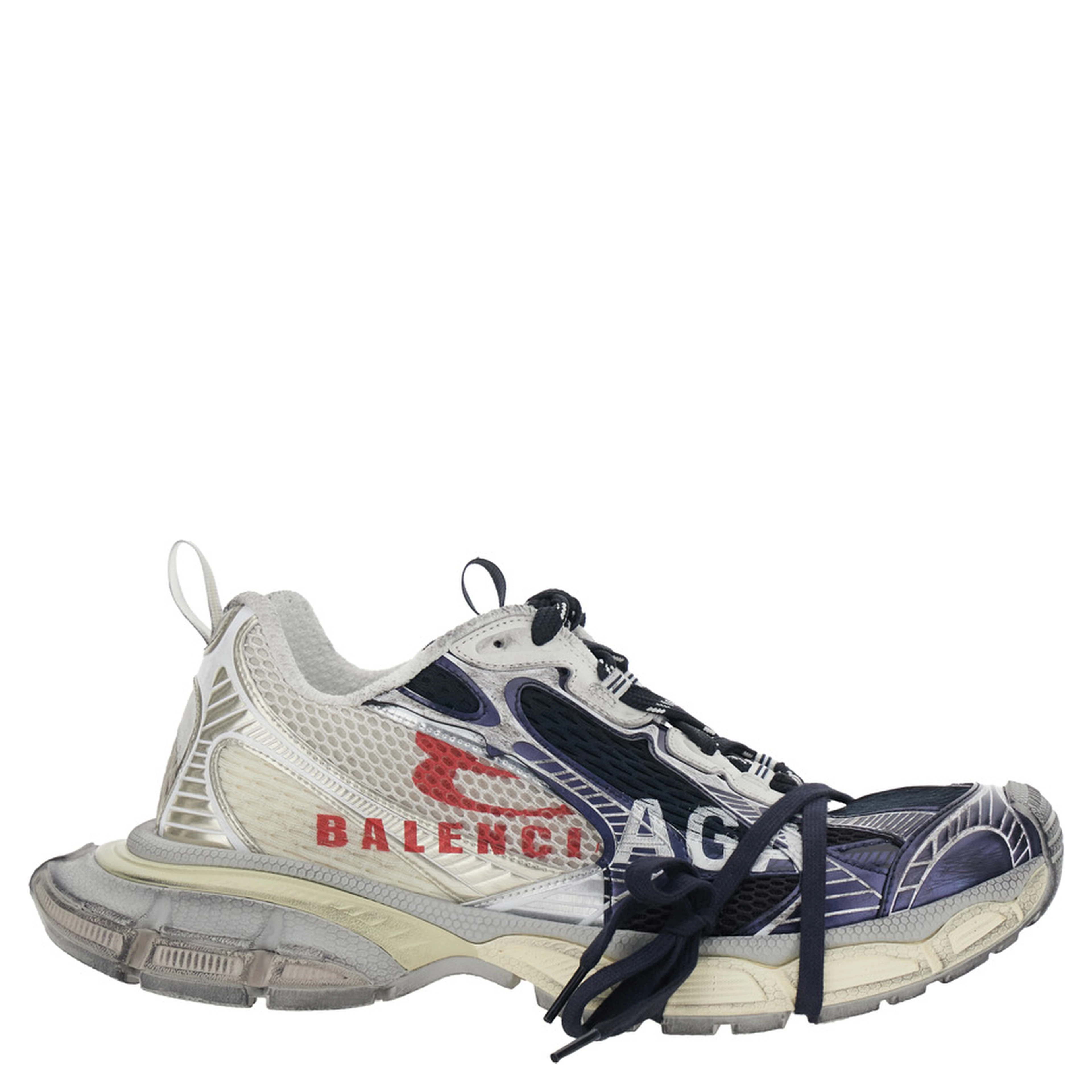 3XL Multicolor Low Top Sneakers with Logo Lettering on the Side in Tech Fabric Man