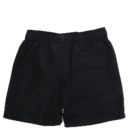 Black SURFER Shorts with Elastic Waist in Polyester for Kids