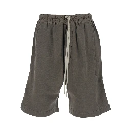 Gray Shorts with Elastic Waist and Side Buttons