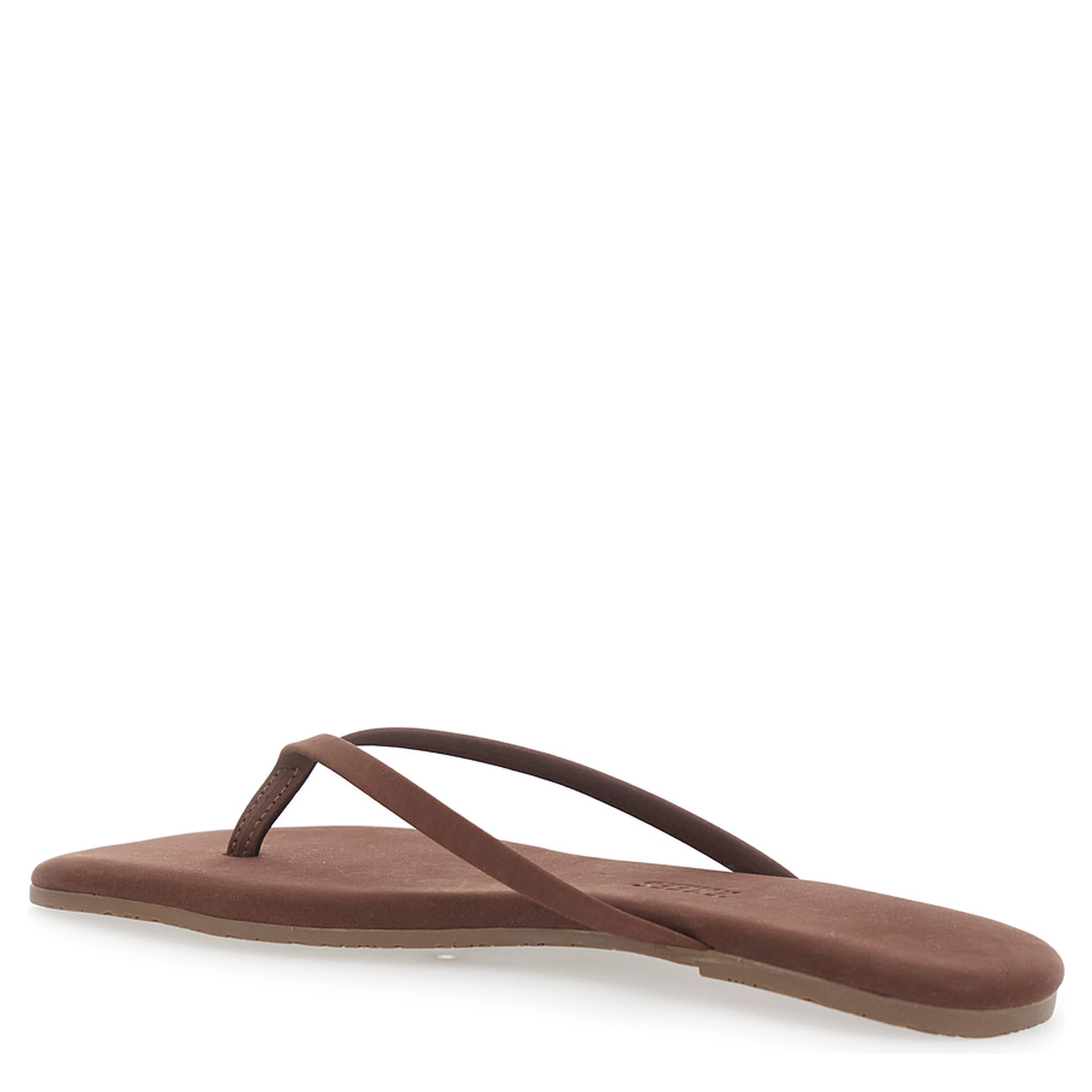 Lily Brown Flip-Flop Sandals with Square Toe in Suede Woman