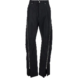 Mens Bolan Banana Black Stretch Cotton Pants with Zip Details