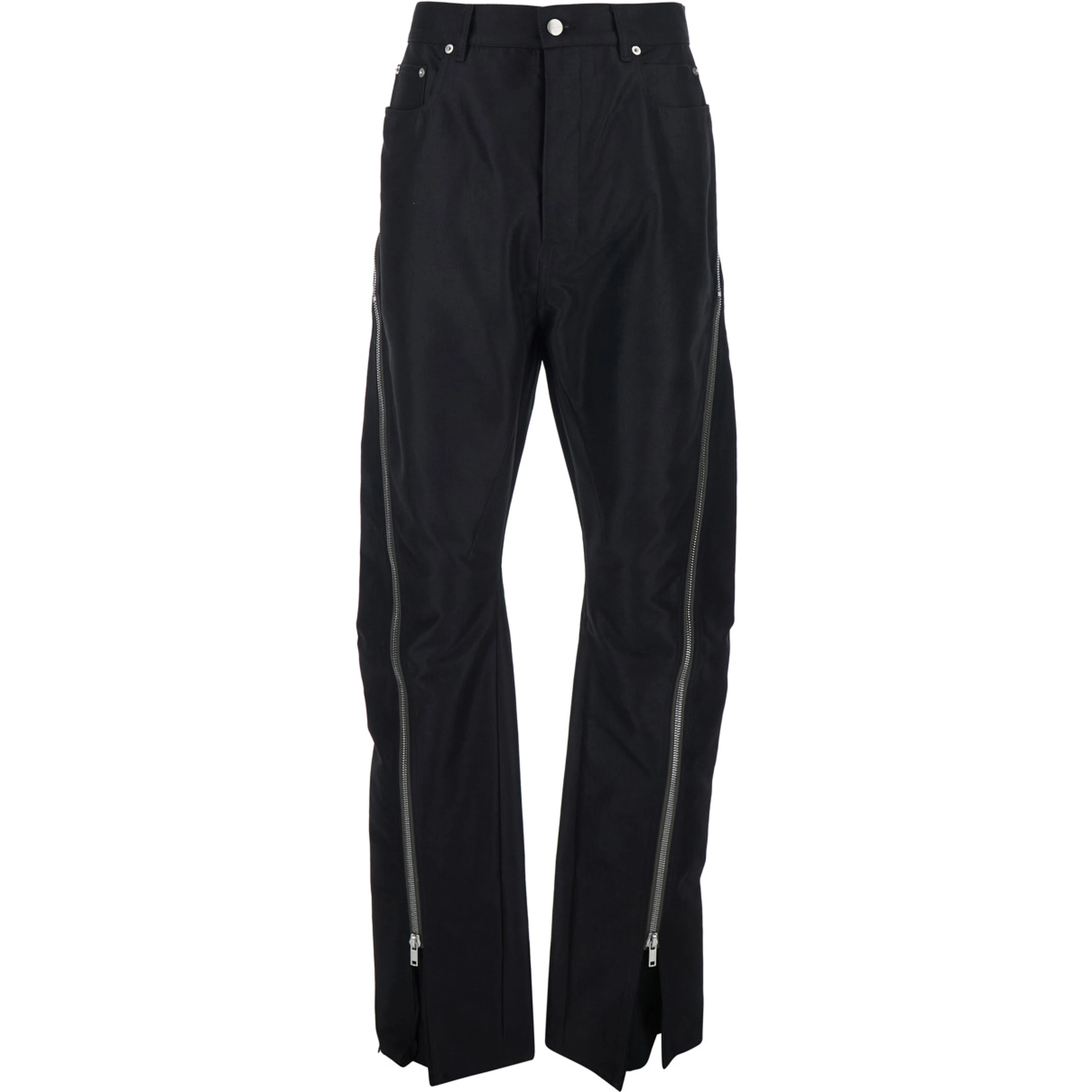 Mens Bolan Banana Black Stretch Cotton Pants with Zip Details