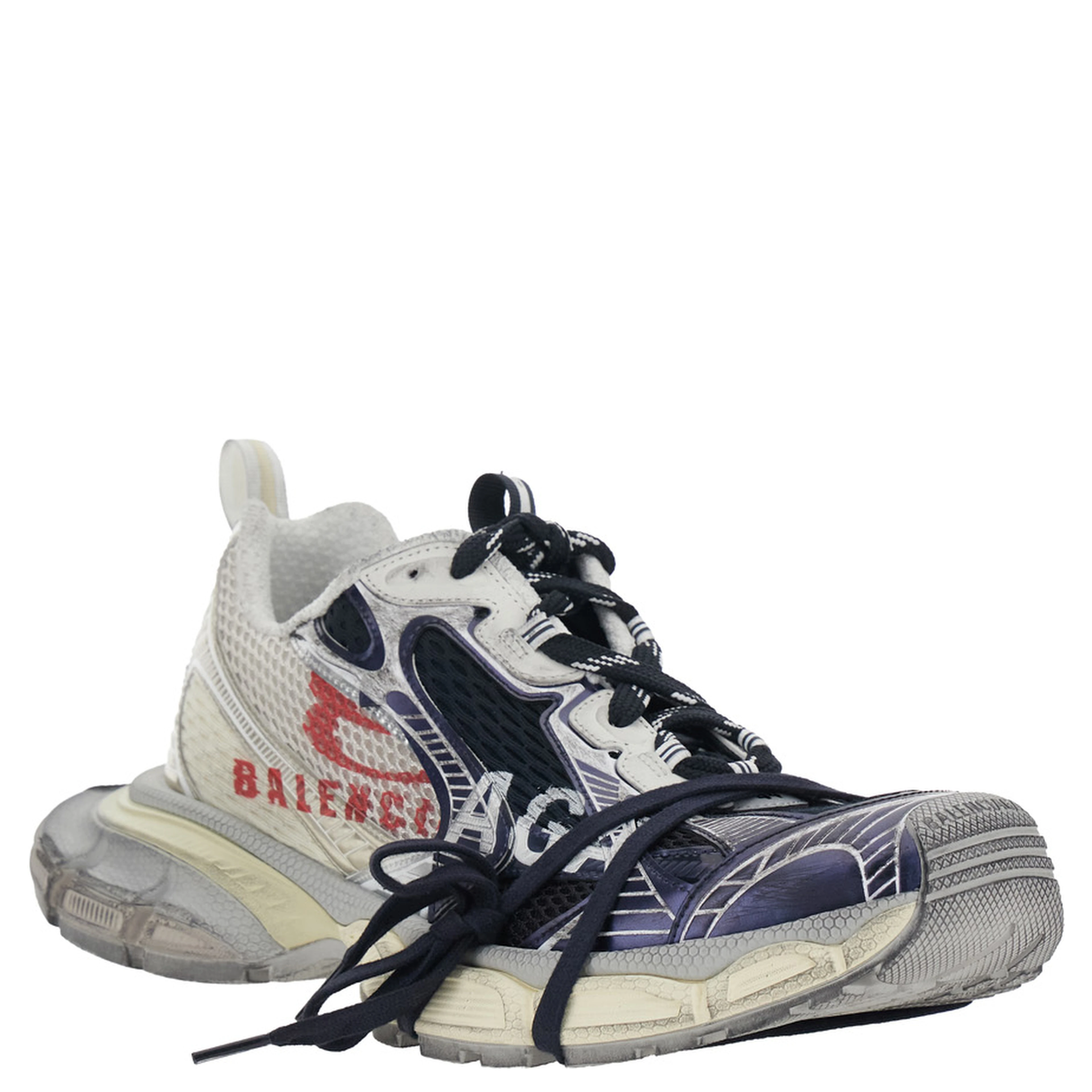 3XL Multicolor Low Top Sneakers with Logo Lettering on the Side in Tech Fabric Man