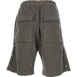 Gray Shorts with Elastic Waist and Side Buttons