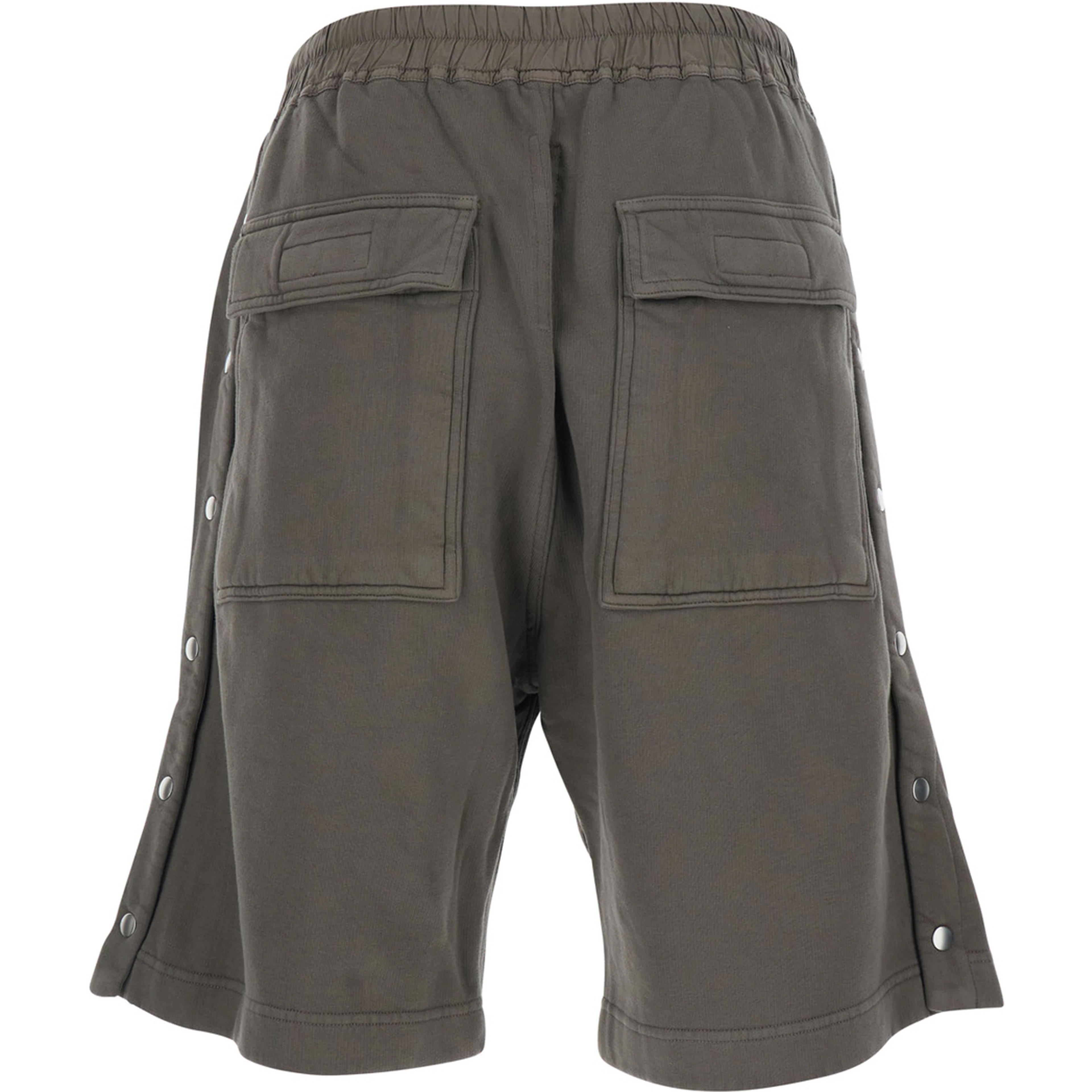 Gray Shorts with Elastic Waist and Side Buttons