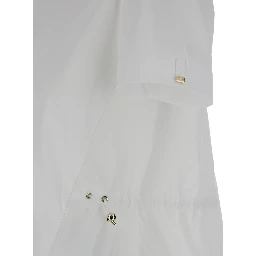 T-Shirt with Drawstring and Vent on the Back in White Cotton for Women