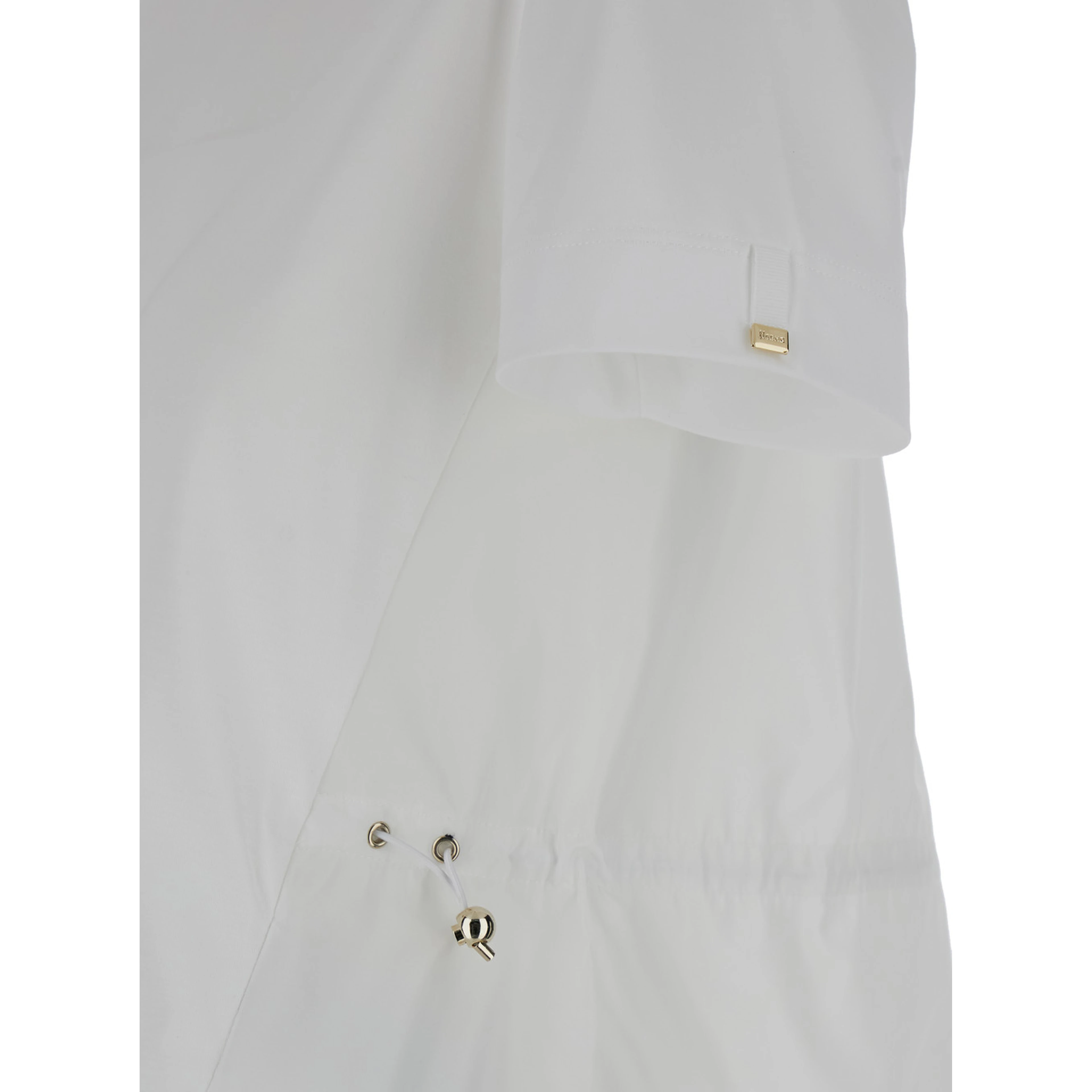 T-Shirt with Drawstring and Vent on the Back in White Cotton for Women