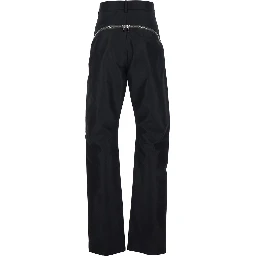 Mens Bolan Banana Black Stretch Cotton Pants with Zip Details