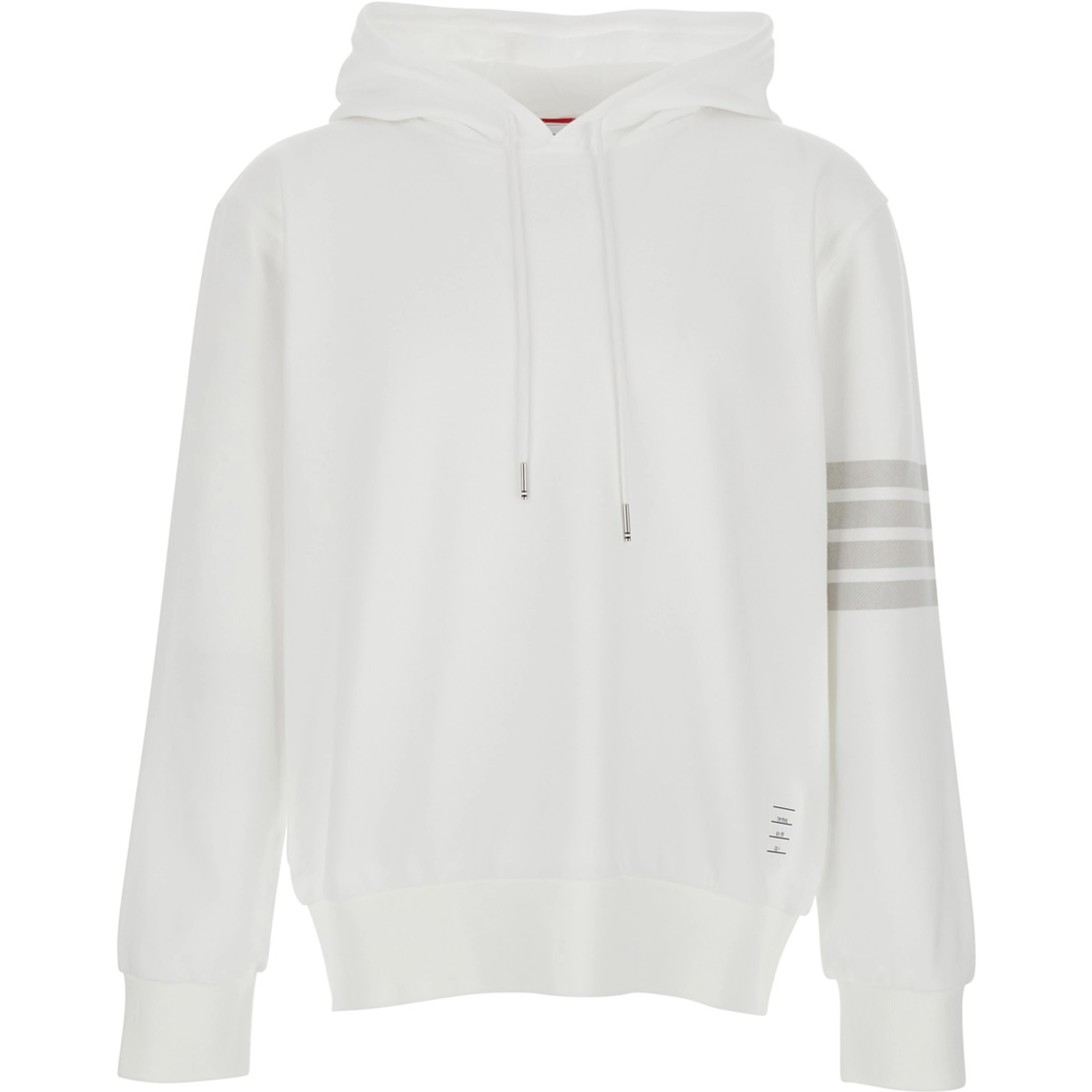 Hooded Sweatshirt with Drawstring and 4Bar Logo on the Sleeve in White Cotton for Men